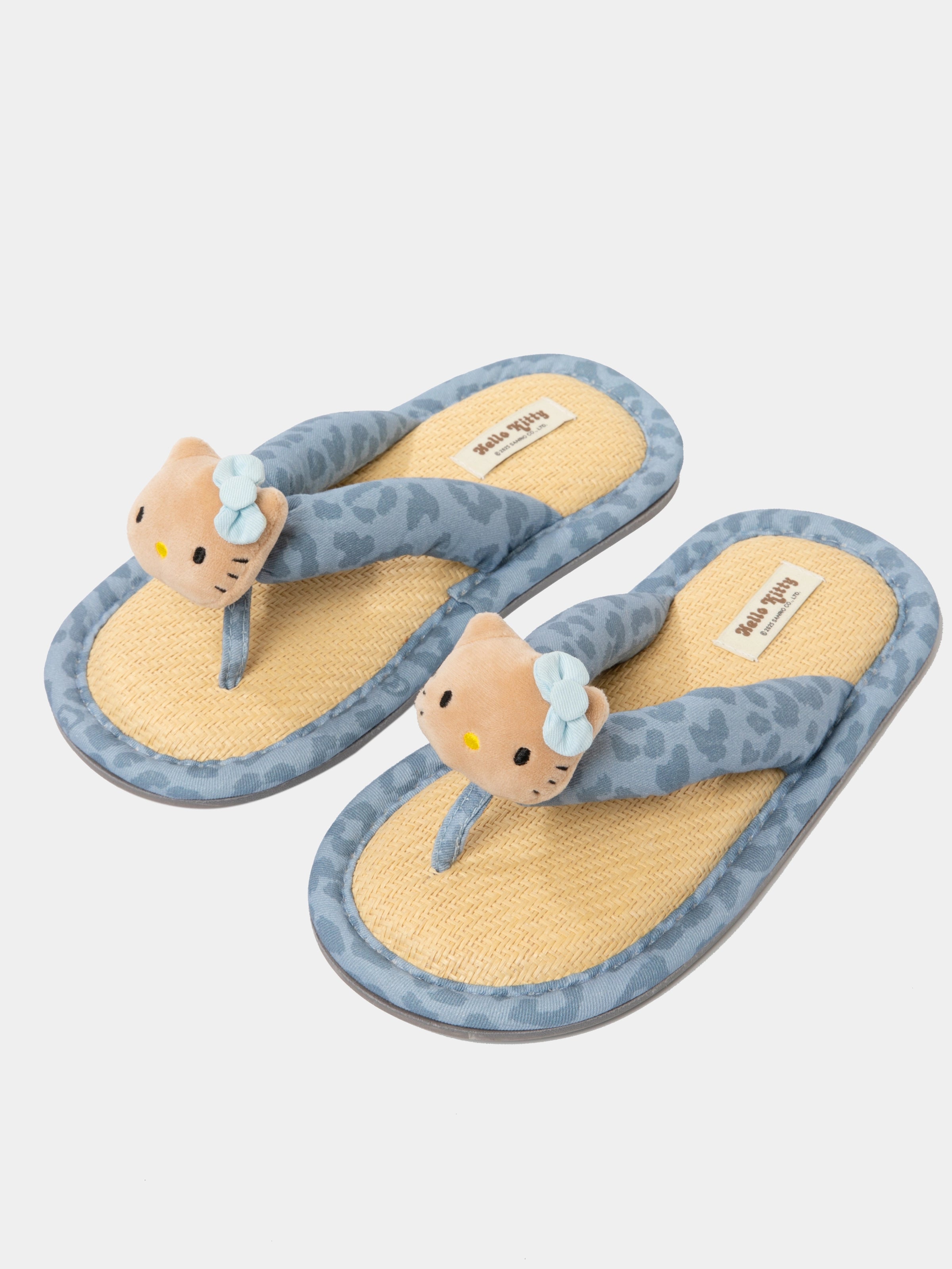 "Hello Kitty" Flip-Flop Slippers Denim Leopard