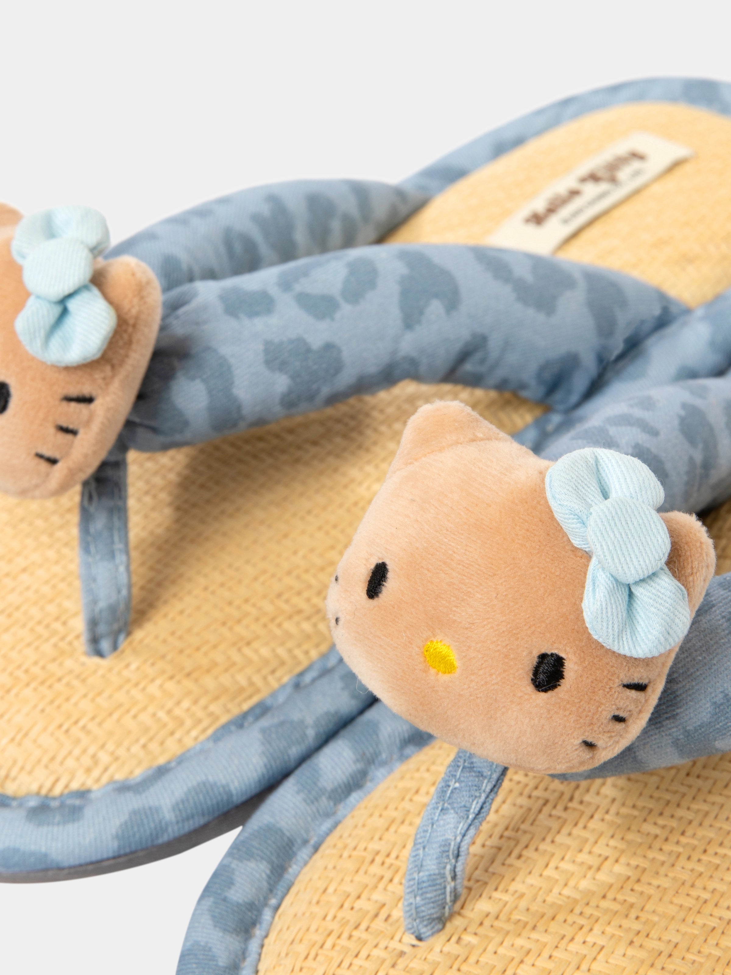 "Hello Kitty" Flip-Flop Slippers Denim Leopard