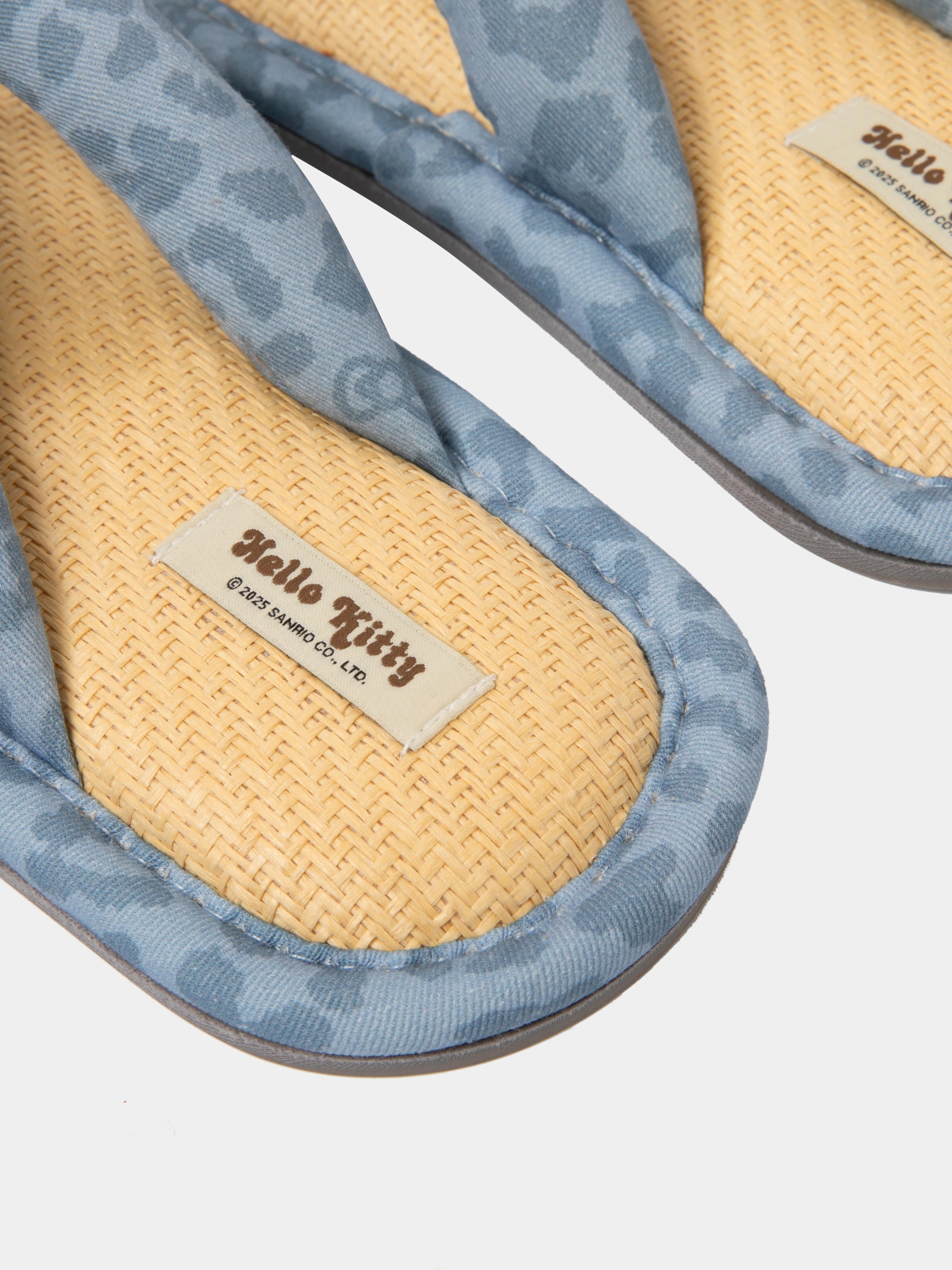 "Hello Kitty" Flip-Flop Slippers Denim Leopard