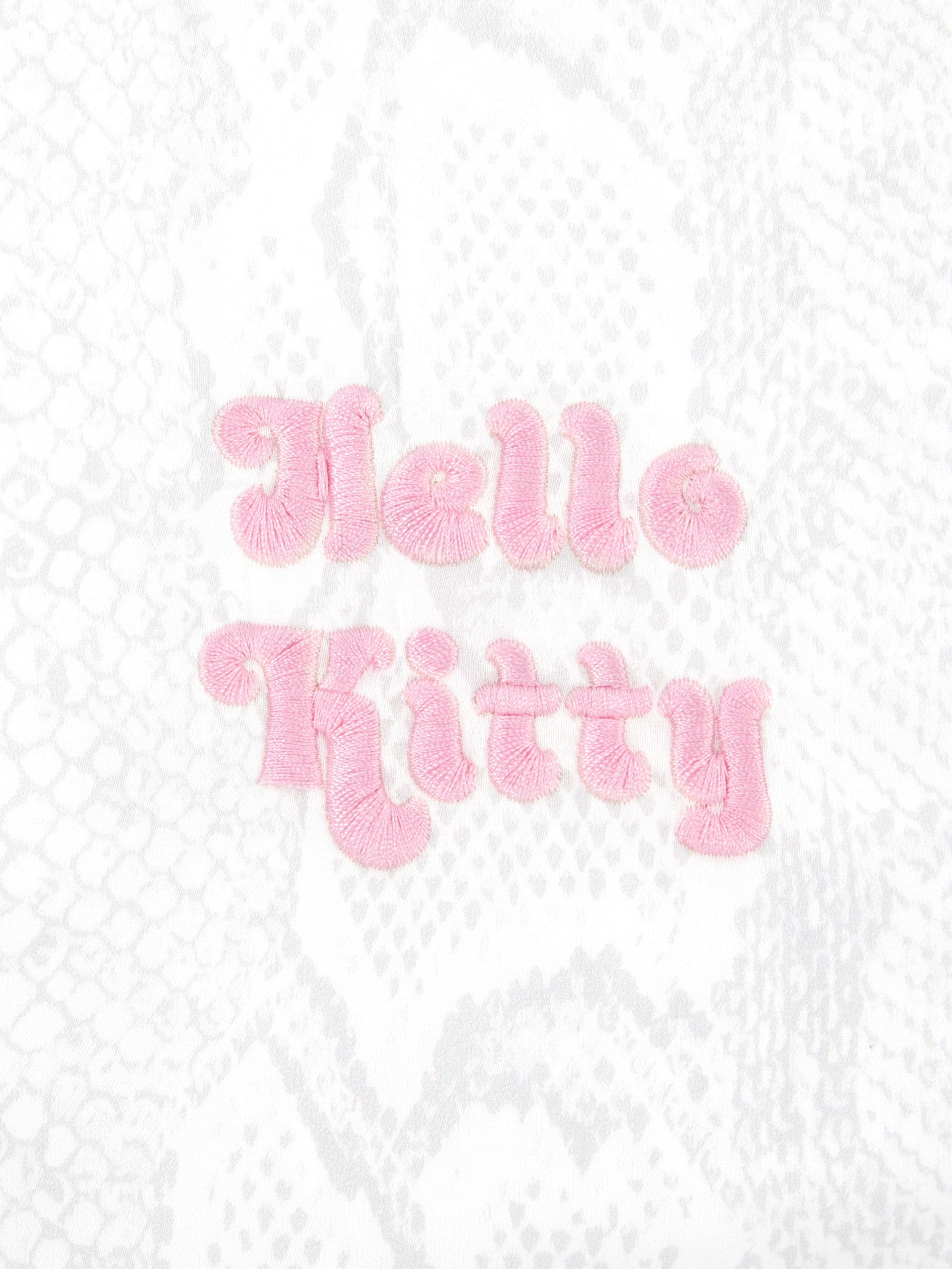 "Hello Kitty" Satin Hoodie Dressing Gown Set – Snake Print