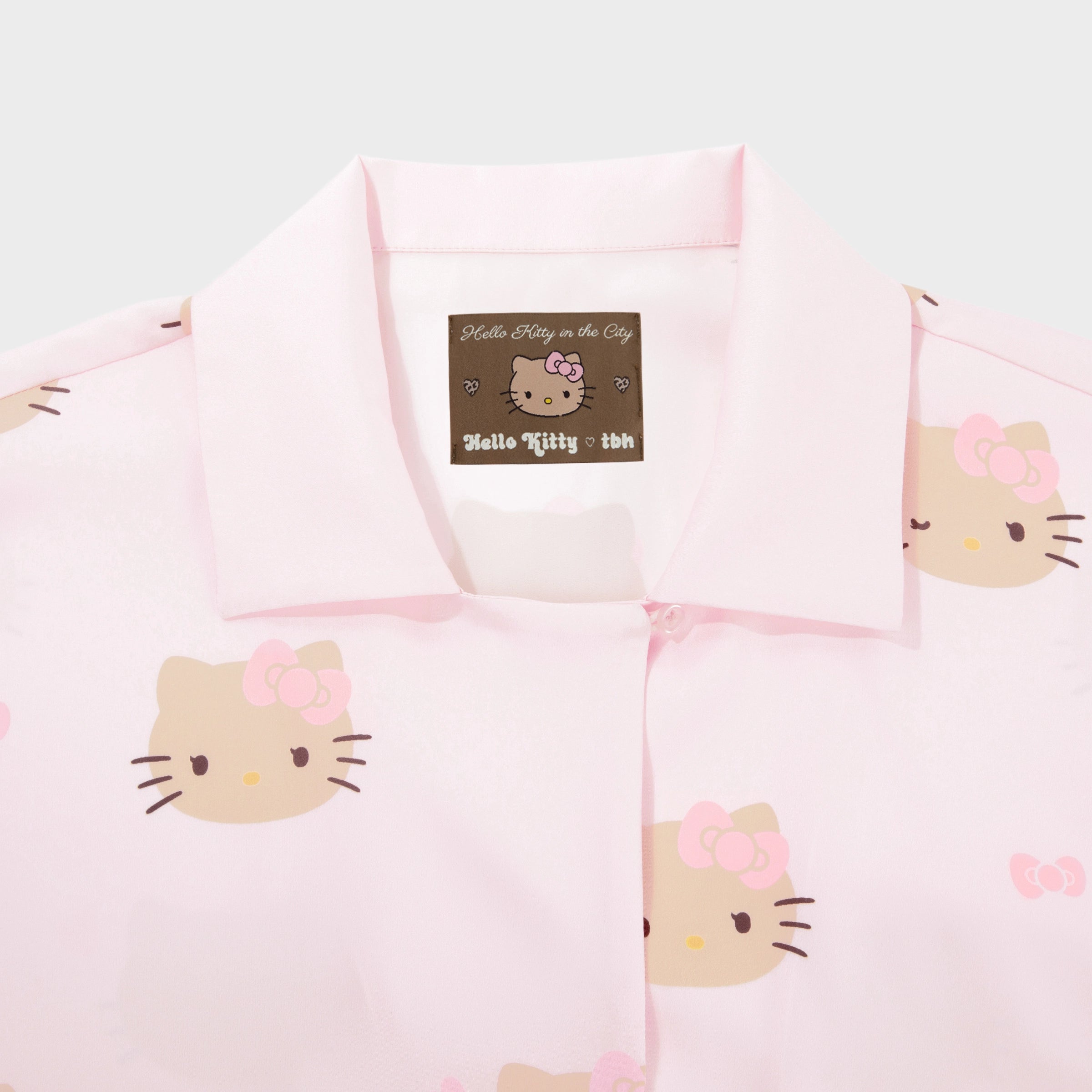 "Hello Kitty" Satin Short Sleeve Loungewear Set Y2k Pink