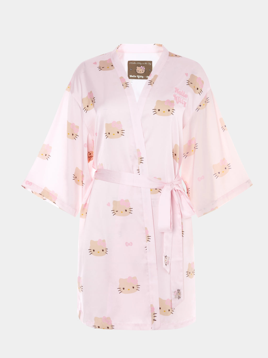 "Hello Kitty" Satin Dressing Gown Set – Y2K Pink