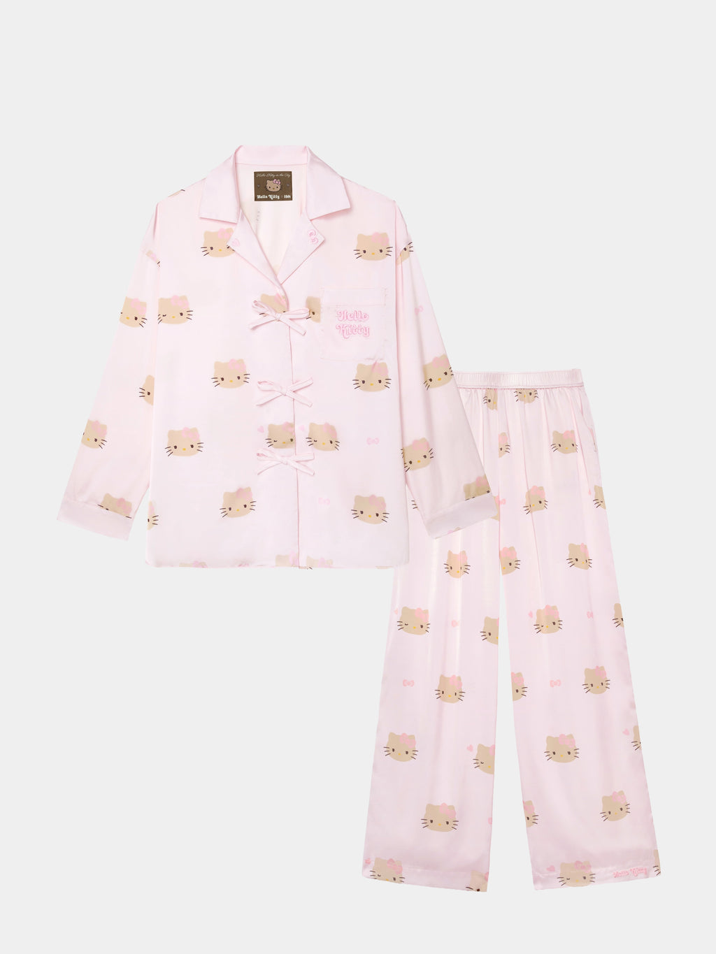 "Hello Kitty" Satin Loungewear Set – Y2k Pink