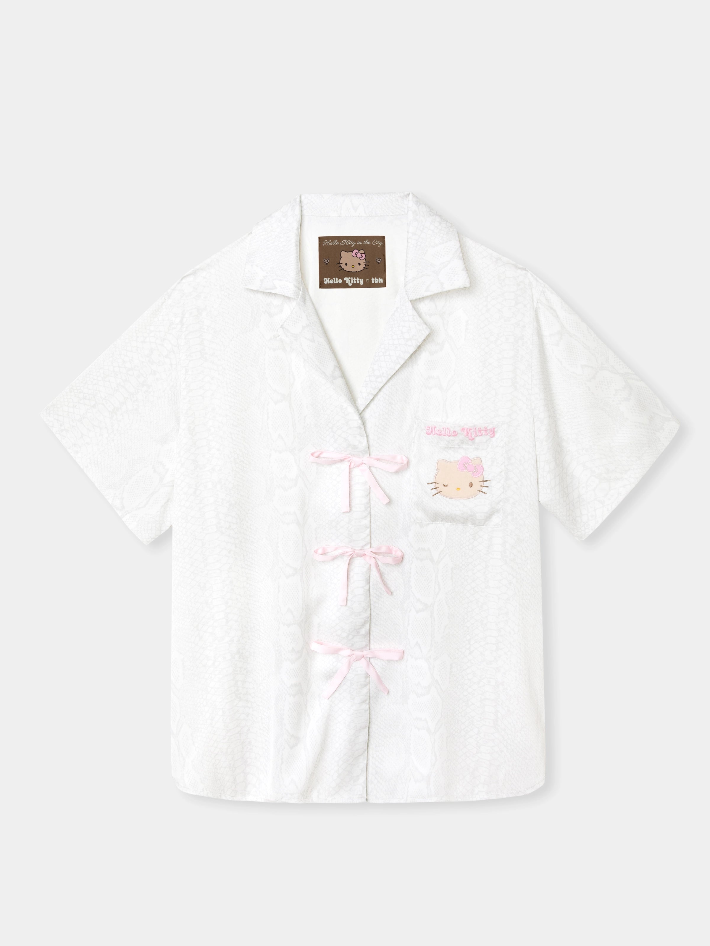 "Hello Kitty" Satin Short Sleeve Loungewear Set Snake Print