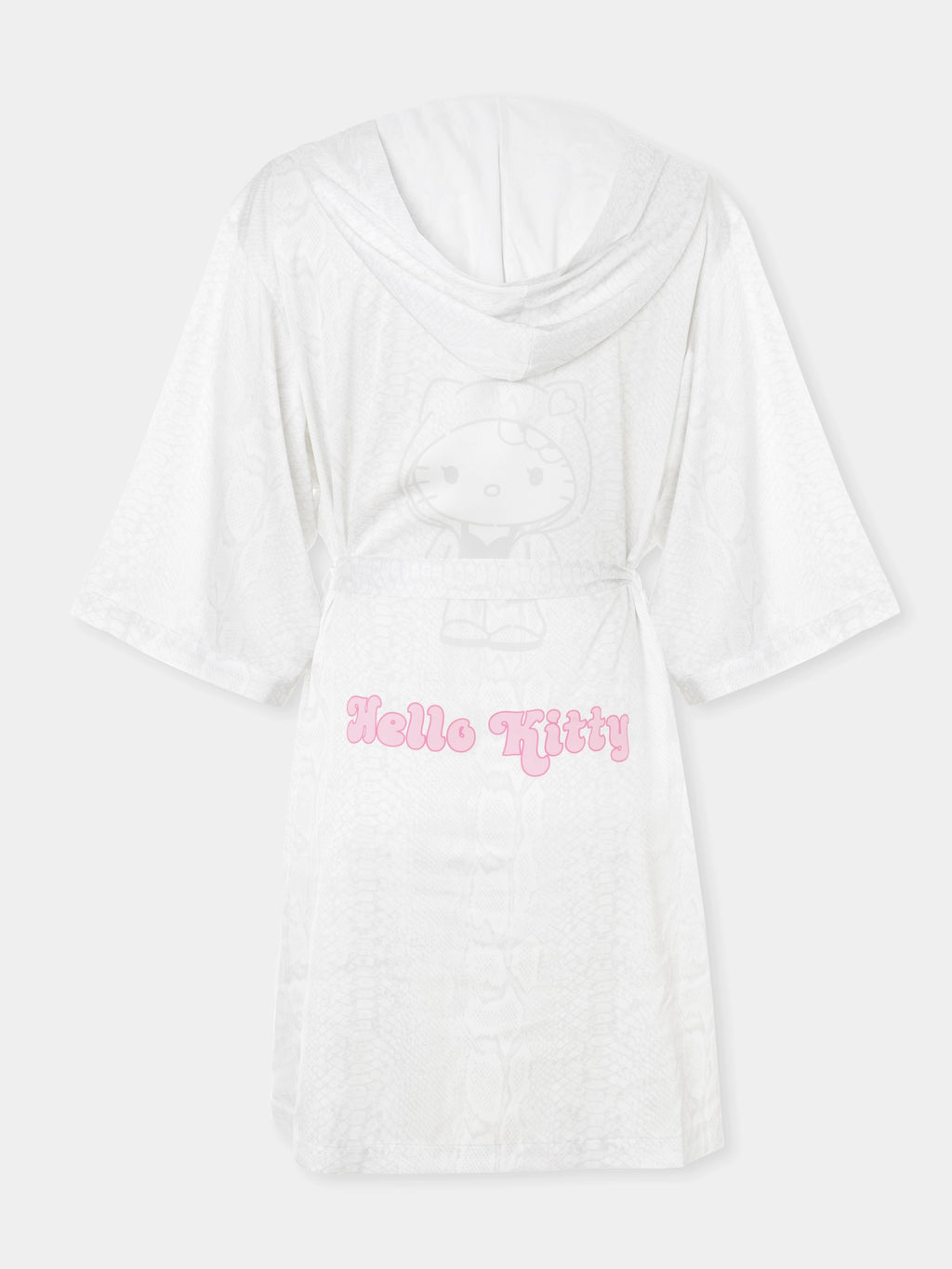 "Hello Kitty" Satin Hoodie Dressing Gown Set – Snake Print