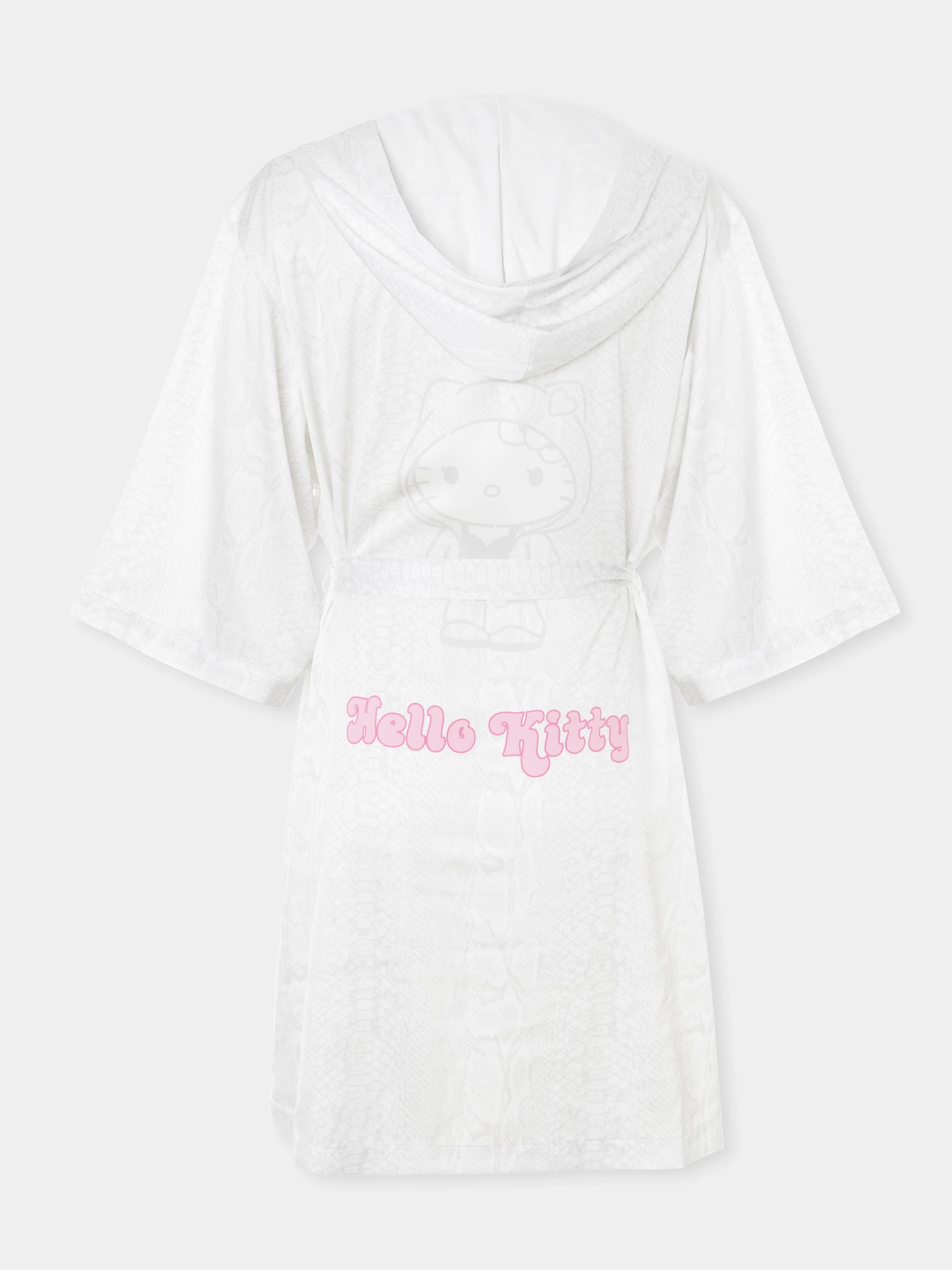 "Hello Kitty" Satin Hoodie Dressing Gowns Snake Print