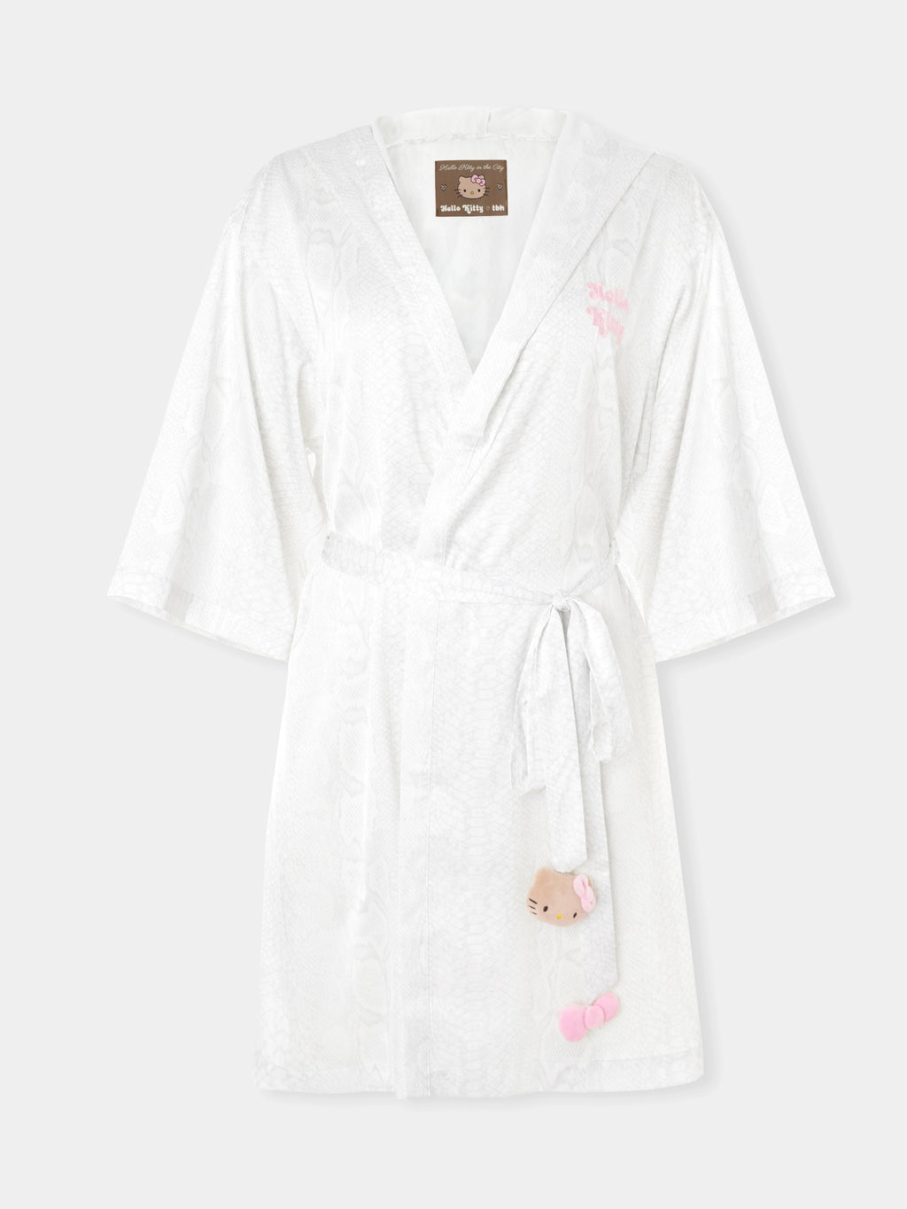 "Hello Kitty" Satin Hoodie Dressing Gown Set – Snake Print