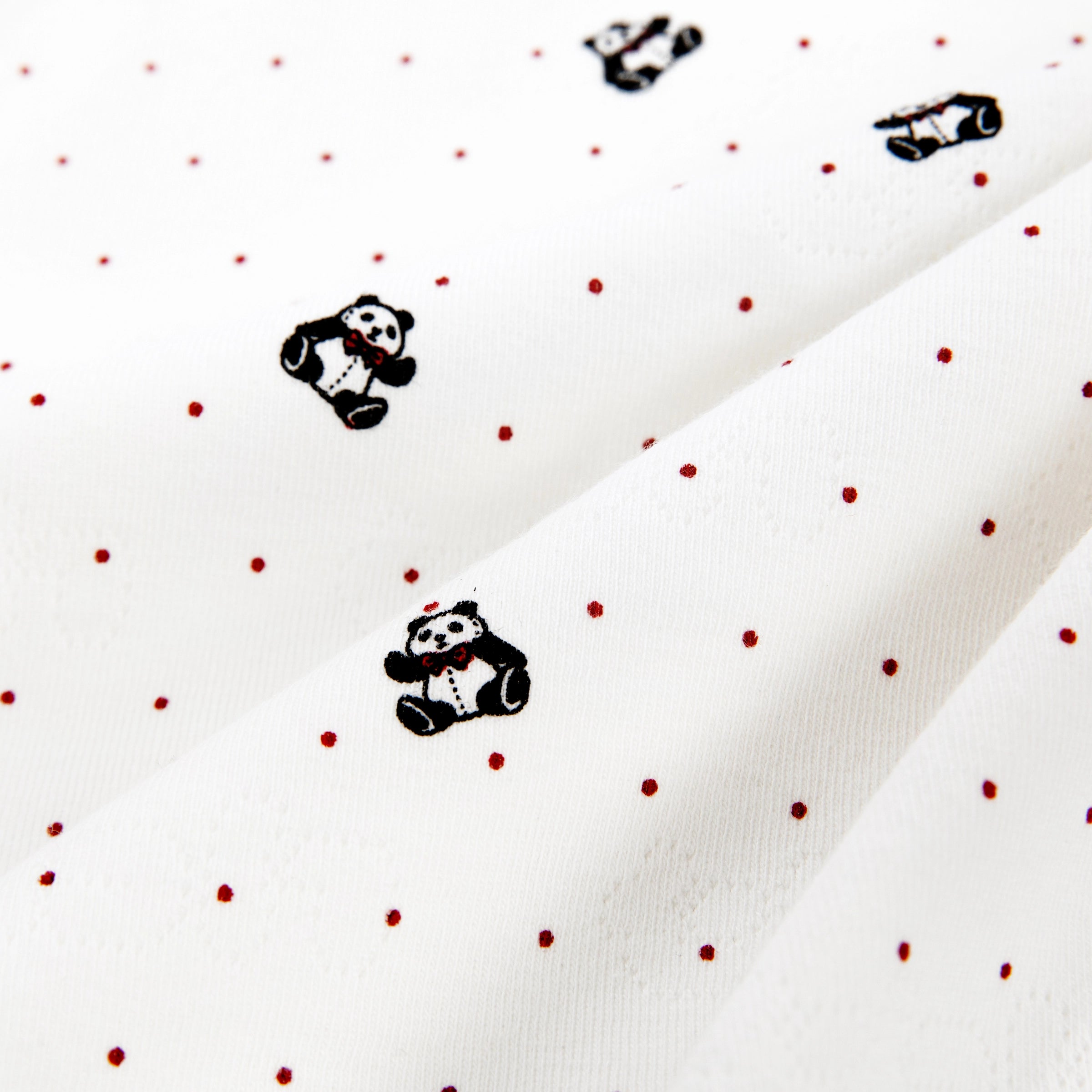 "Hello Kitty" Jersey Rib Jacquard Spaghetti Strap Top & Shorts Pajama Set – White Polka Dot