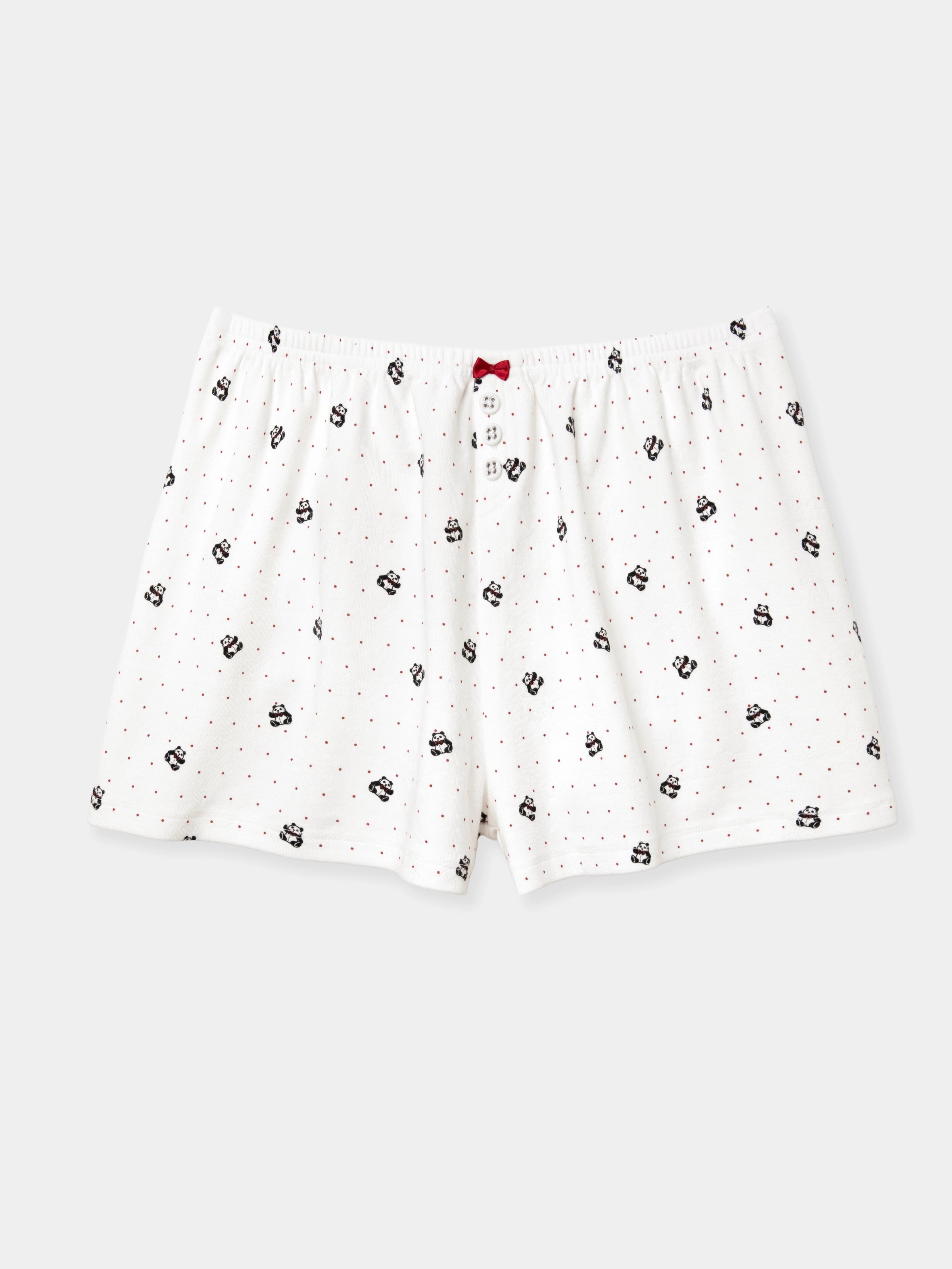 "Hello Kitty" Jersey Rib Jacquard Spaghetti Strap Top & Shorts Pajama Set – White Polka Dot