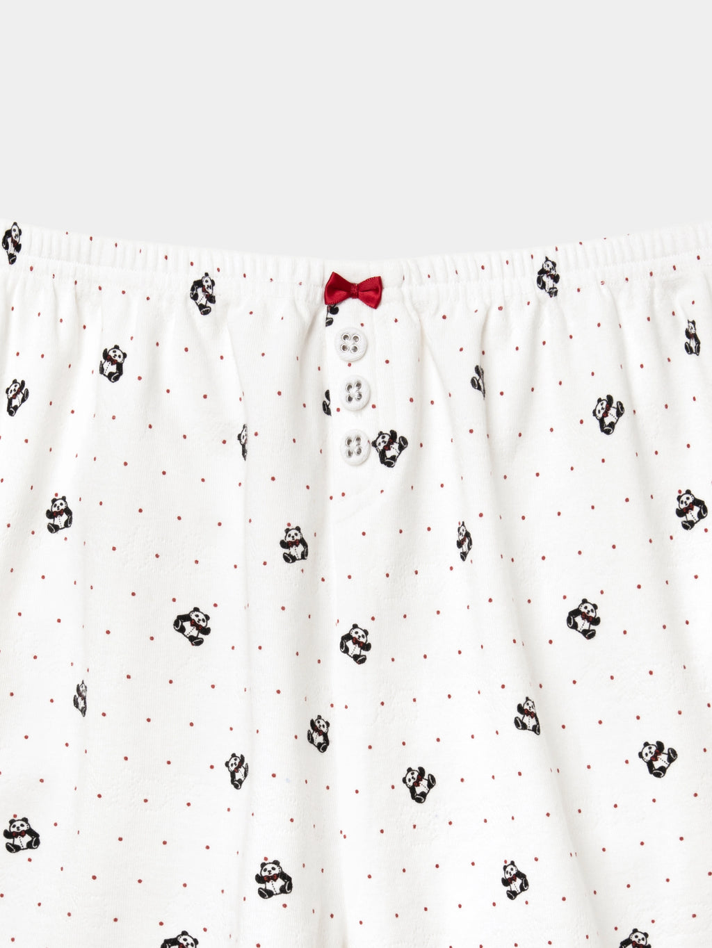 "Hello Kitty" Jersey Rib Jacquard Spaghetti Strap Top & Shorts Pajama Set – White Polka Dot