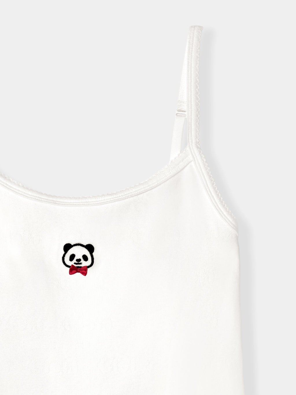 "Panda PomPom" Jersey Rib Jacquard Loungewear Shorts Set – White Polka Dot