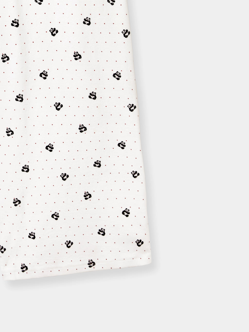 "Panda PomPom" Jersey Rib Jacquard Loungewear Pants Set – White Polka Dot