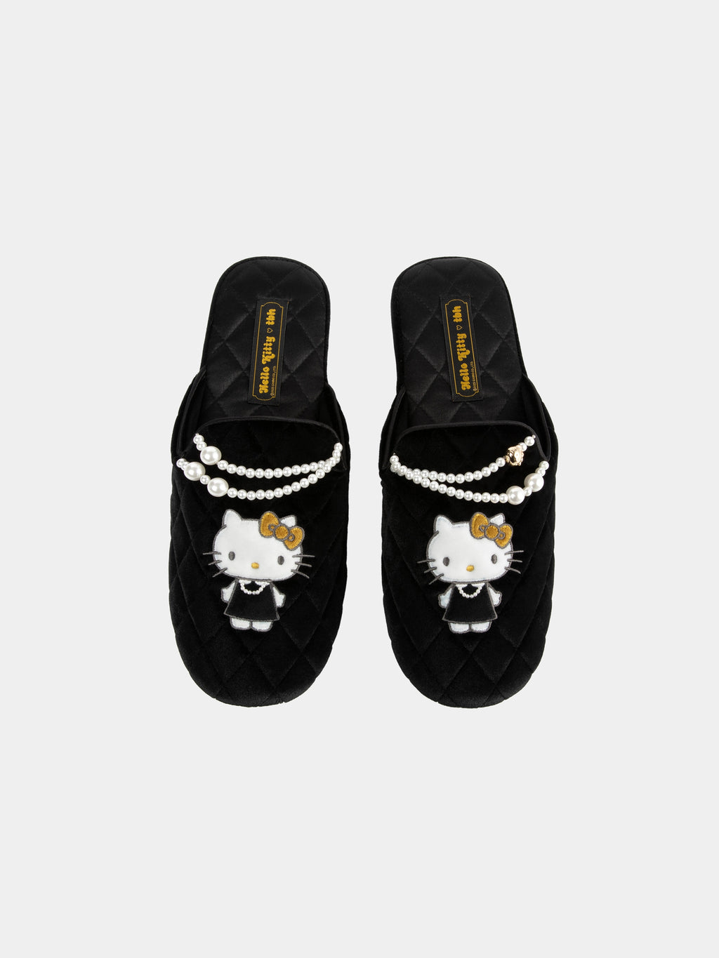 "Hello Kitty" Velvet Embroidery Slippers – Classic Black