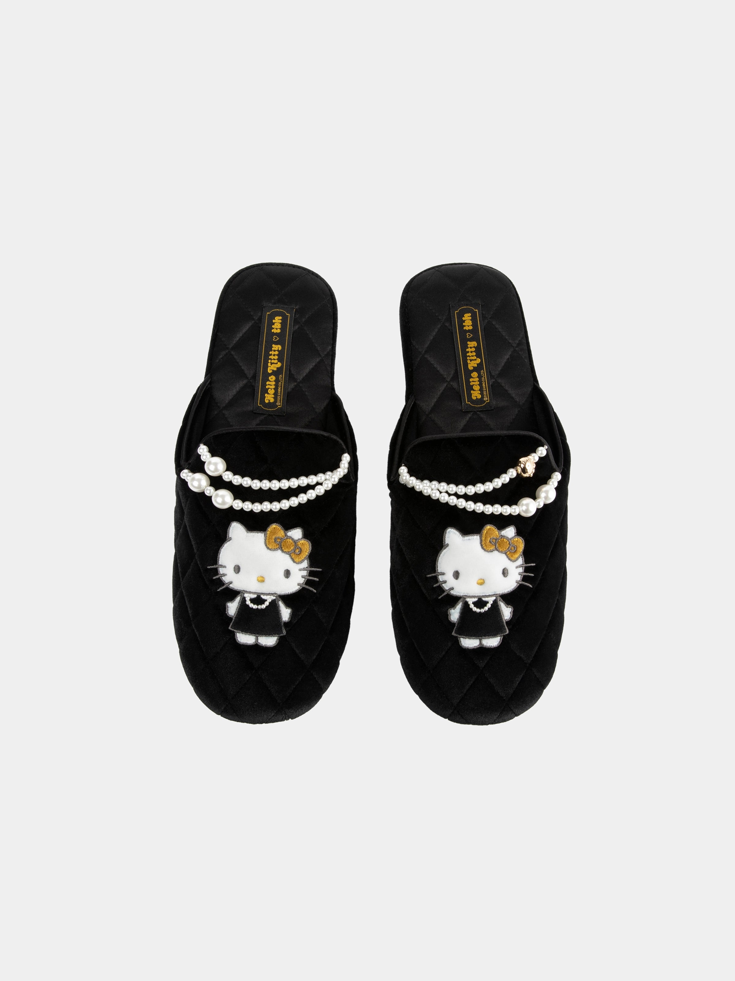 "Hello Kitty" Velvet Embroidery Slippers Classic Black