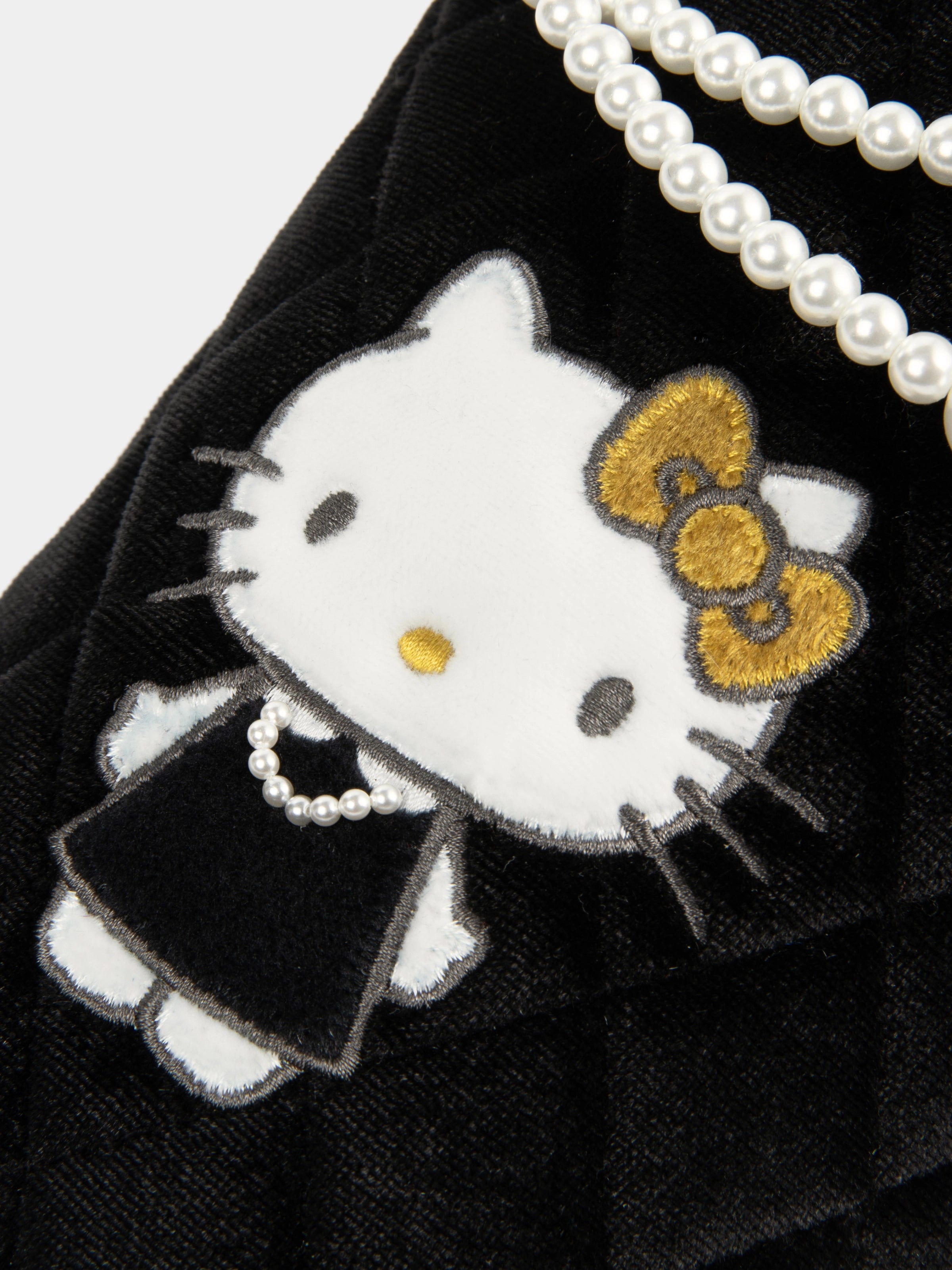 "Hello Kitty" Velvet Embroidery Slippers Classic Black