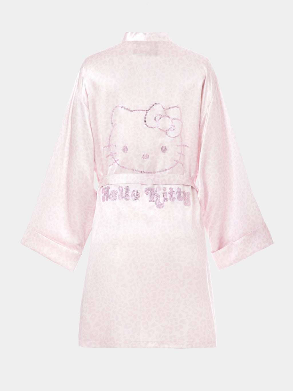 "Hello Kitty" Premium Heavy Mulberry Silk Robe – Pink Leopard