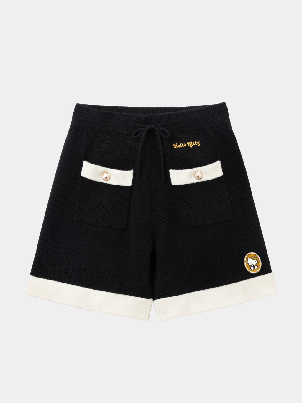 "Hello Kitty" Wool Cashmere Blend Shorts – Black & White
