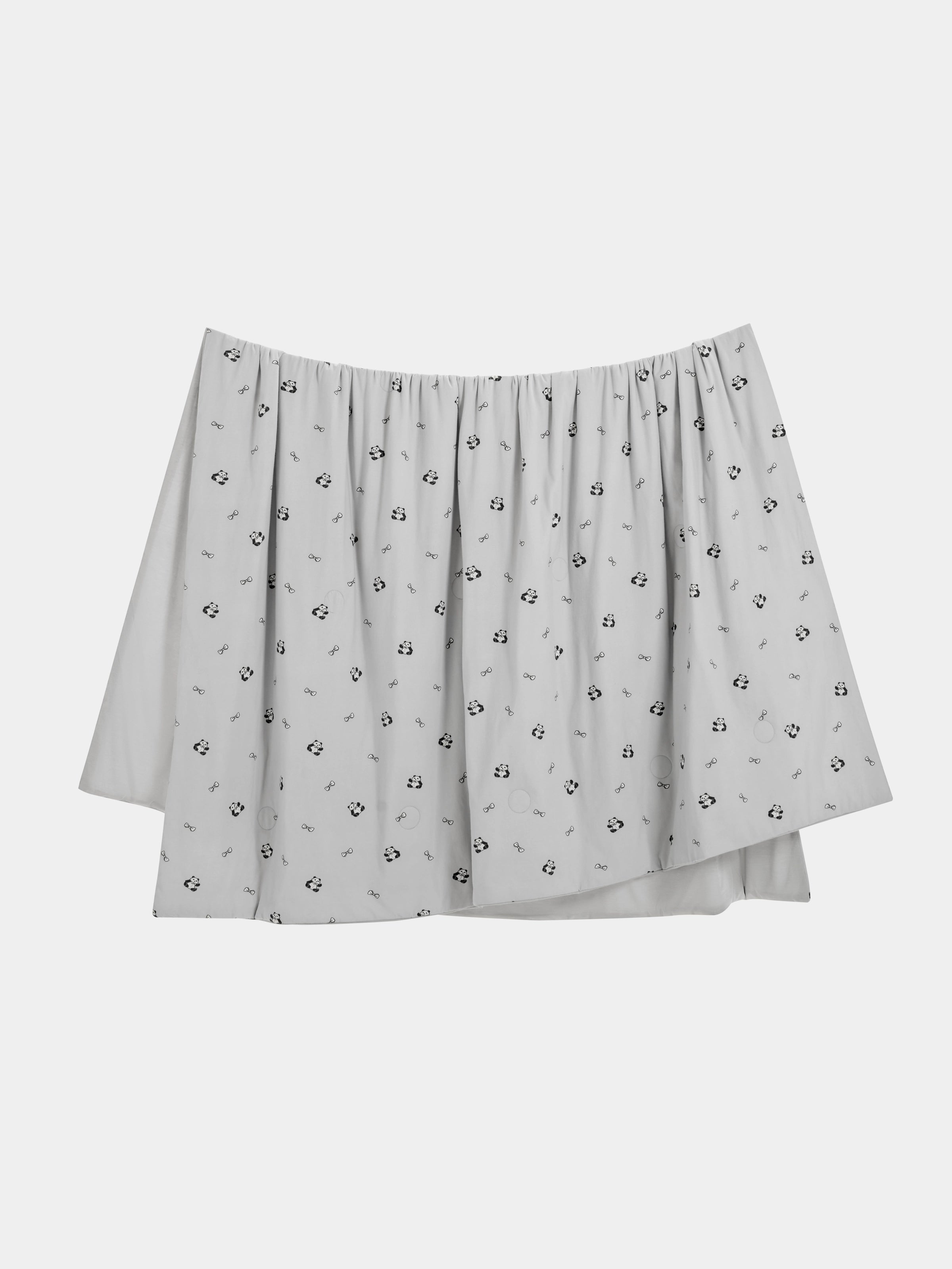 "Panda PomPom" Knitted Summer Quilt Gray