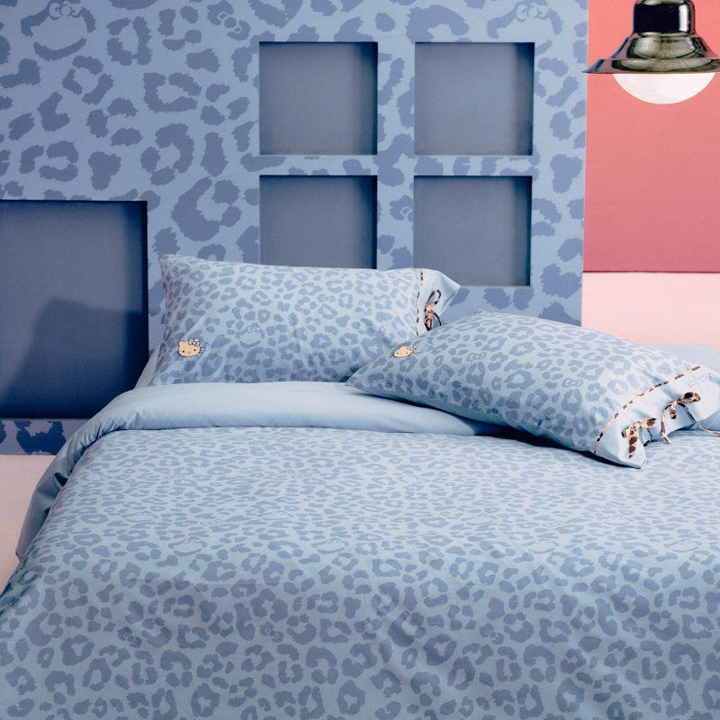 "Hello Kitty" Cotton Sateen Bedding Set – Denim Leopard