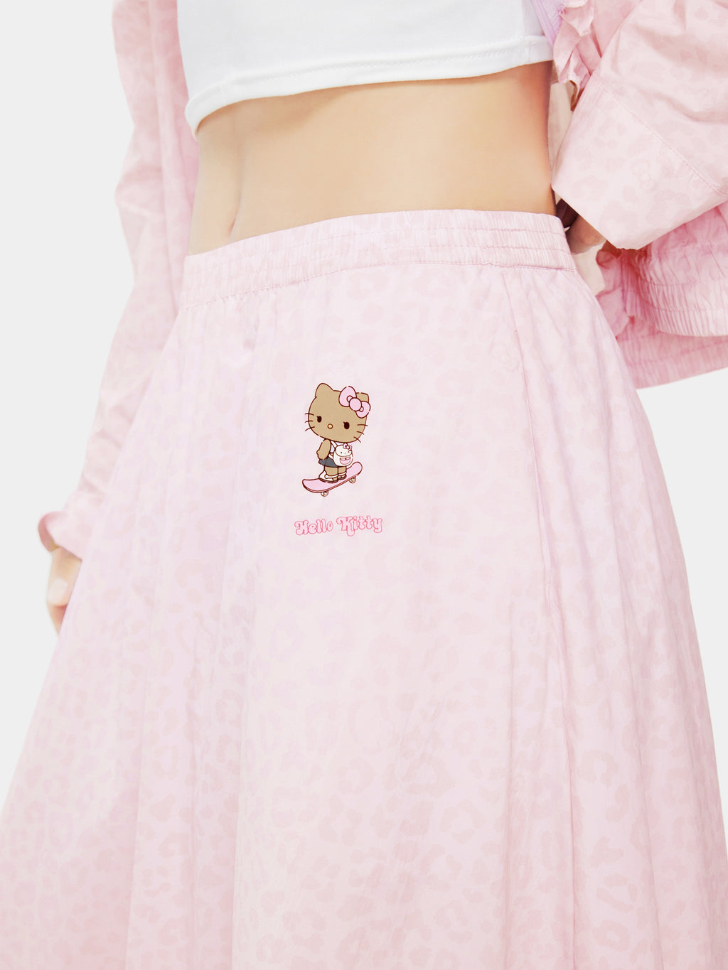 "Hello Kitty" Sun-Protective Outdoor Skirt – Pink Leopard