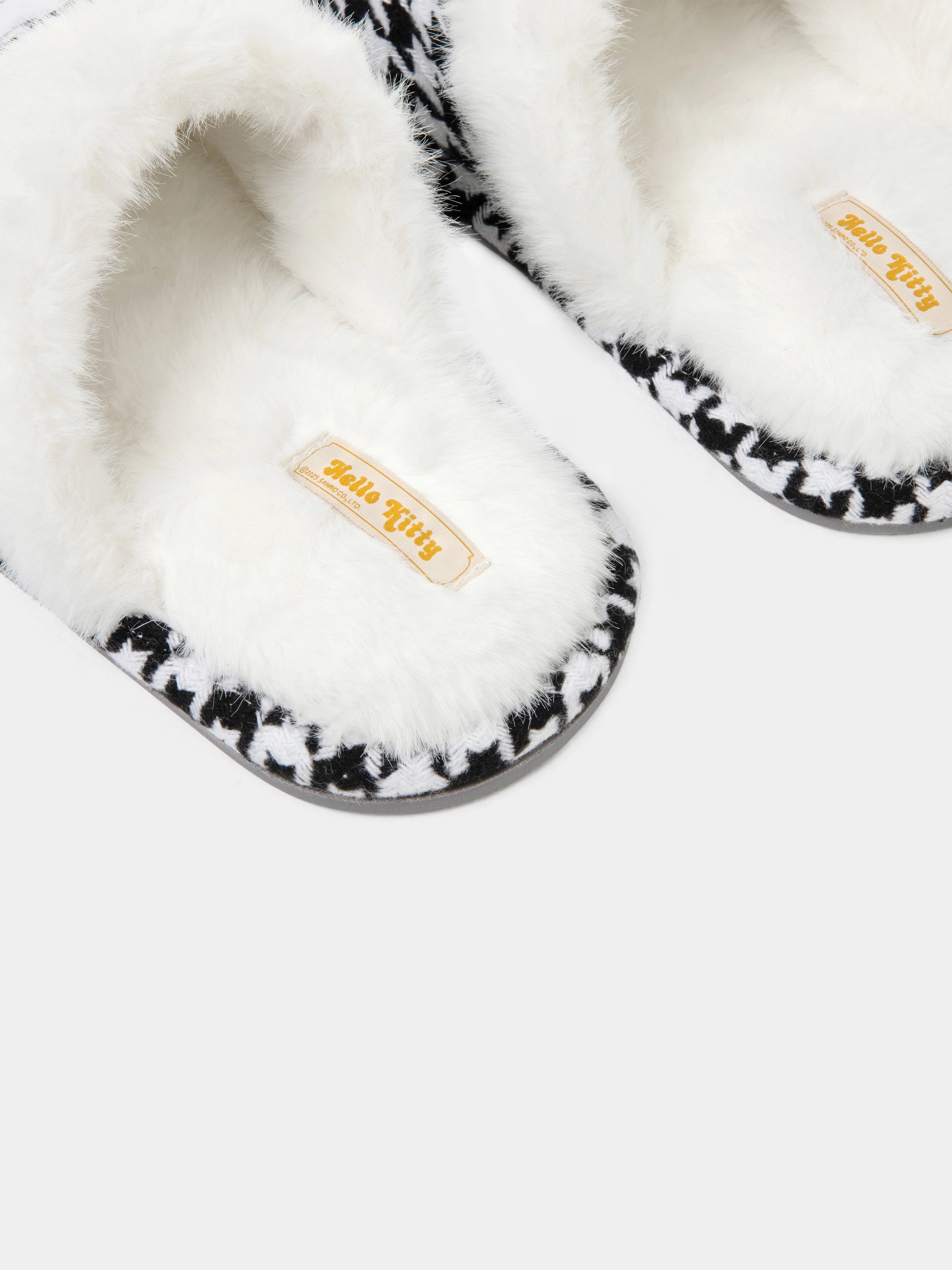 "Hello Kitty" Wool Slippers with Embroidery Houndstooth