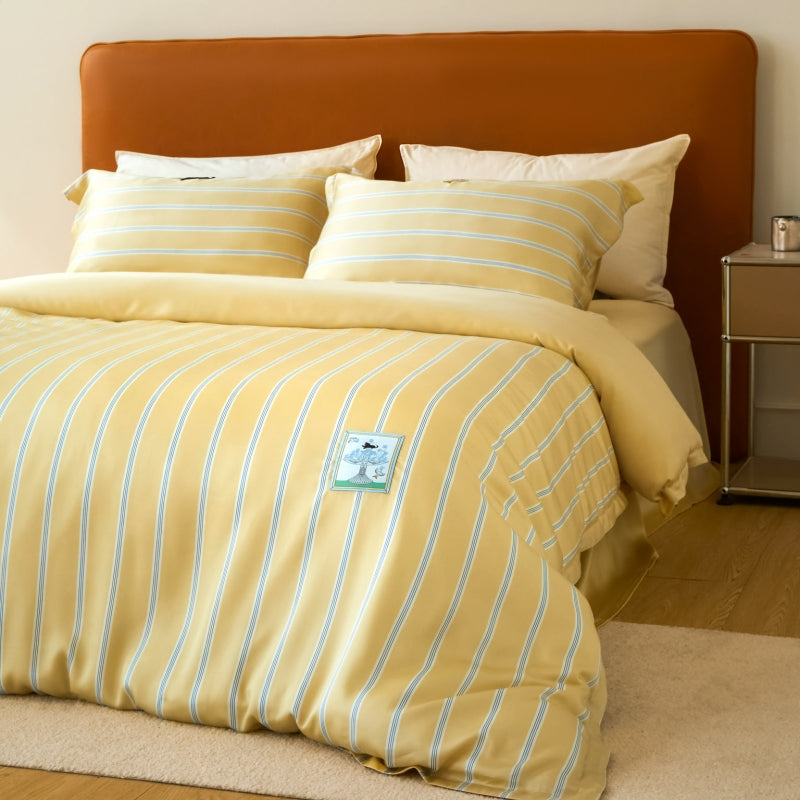 "Urban Jungle" Black panther Tencel Bedding Set – Dandelion Yellow