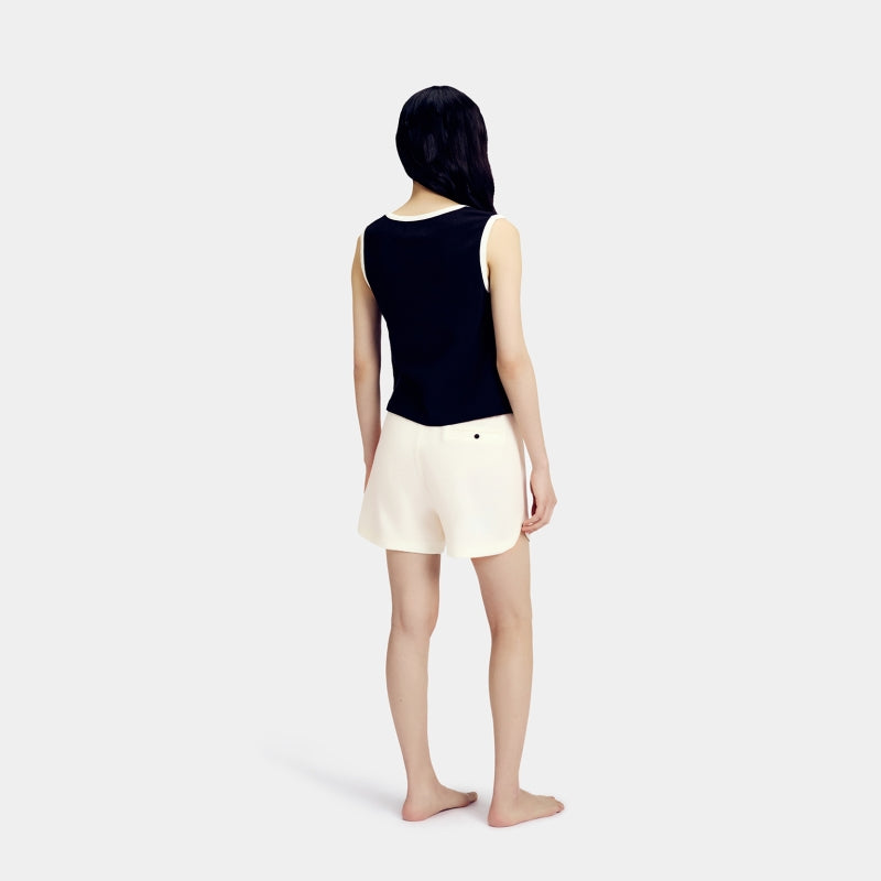 "Panda PomPom" Waffle Checks Loungewear Set – Black & White