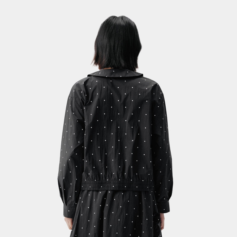 "Panda PomPom" Sun-pretective Outdoor Jacket Black Polka Dot