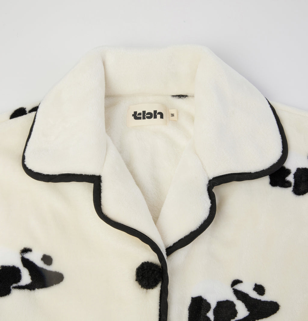 “Panda PomPom” Flannel Loungewear Set