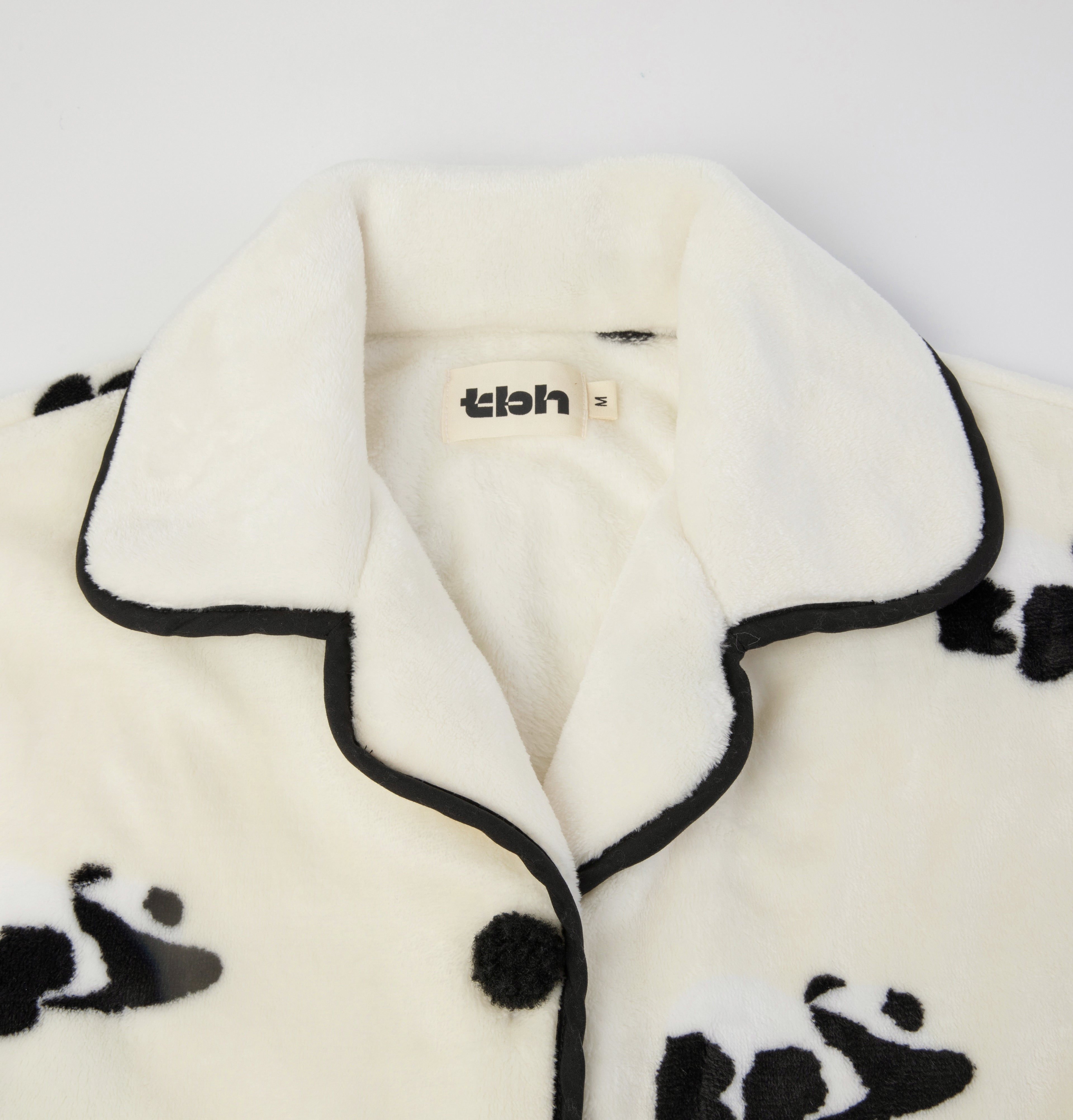 “Panda PomPom” Flannel Loungewear Set