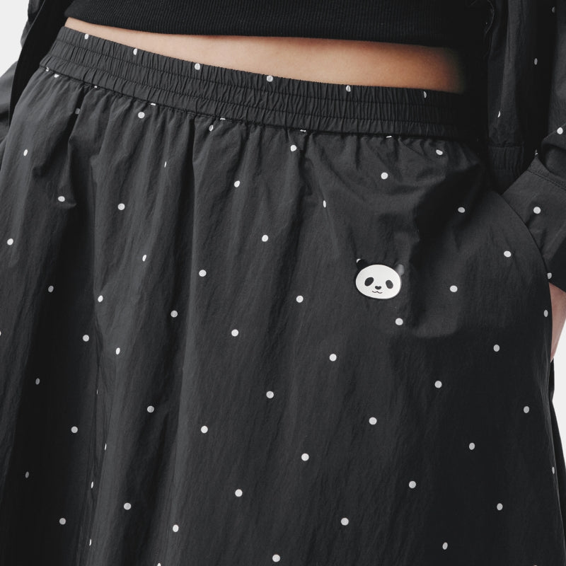 "Panda PomPom" Sun-pretective Outdoor Skirt Black Polka Dot