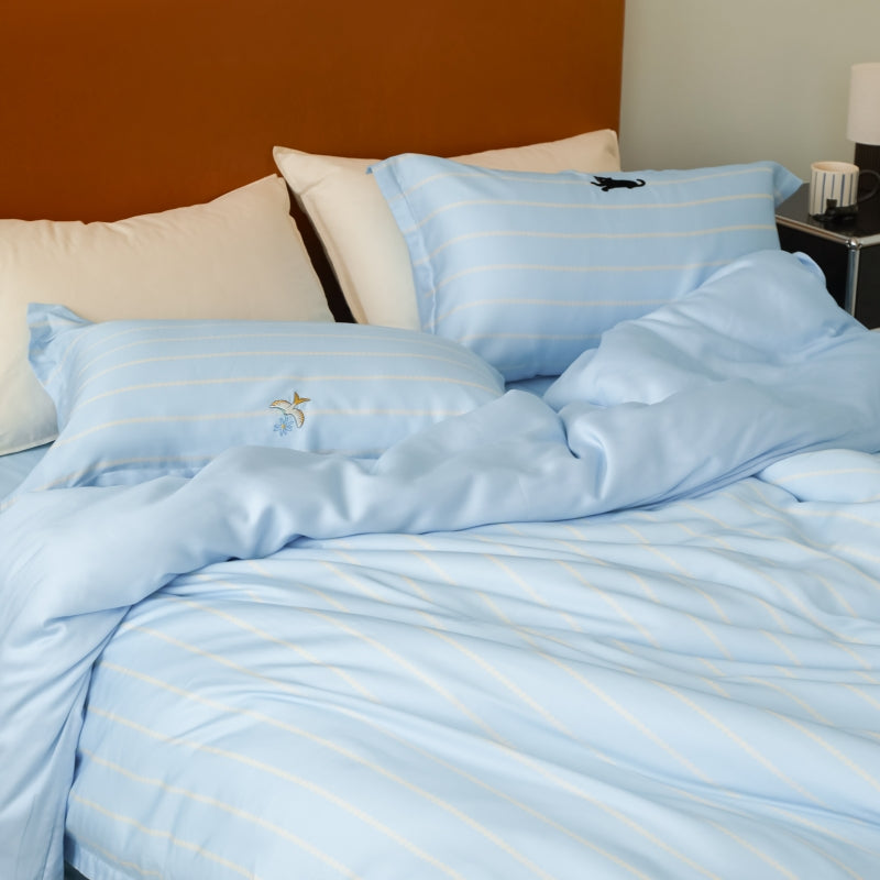 "Urban Jungle" Black Panther Tencel Bedding Set – Water Blue