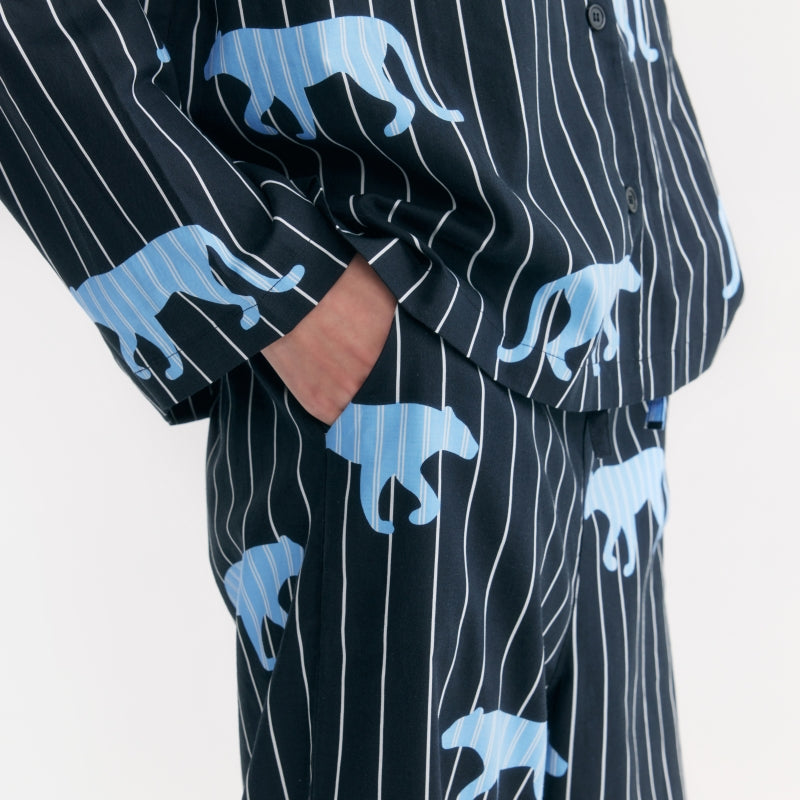 “Z” Tencel Cotton Blend Stripe Loungewear Set Black Panther