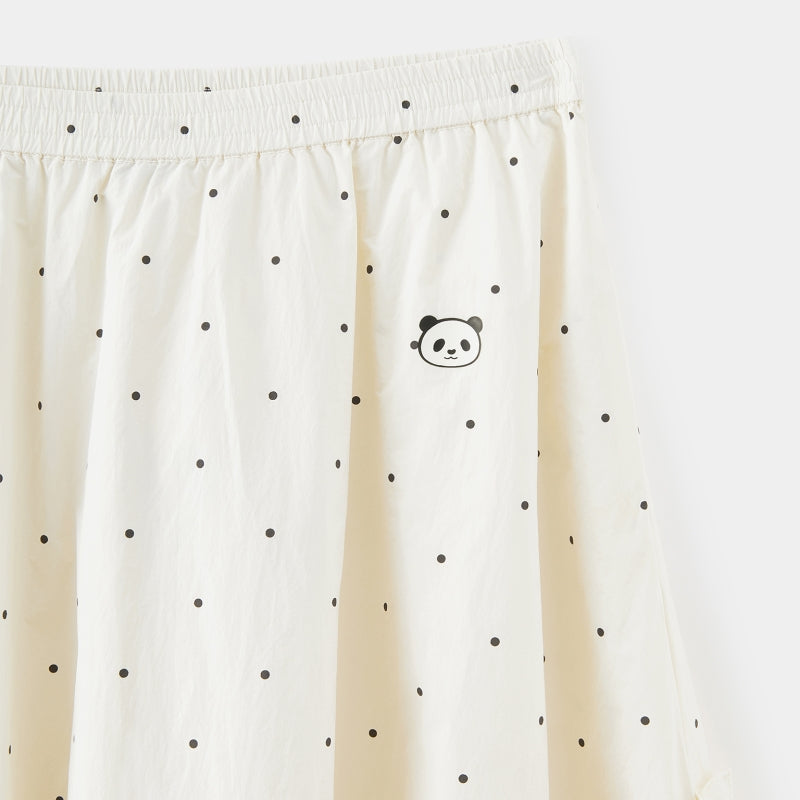 "Panda PomPom" Sun-pretective Outdoor Skirt White Polka Dot