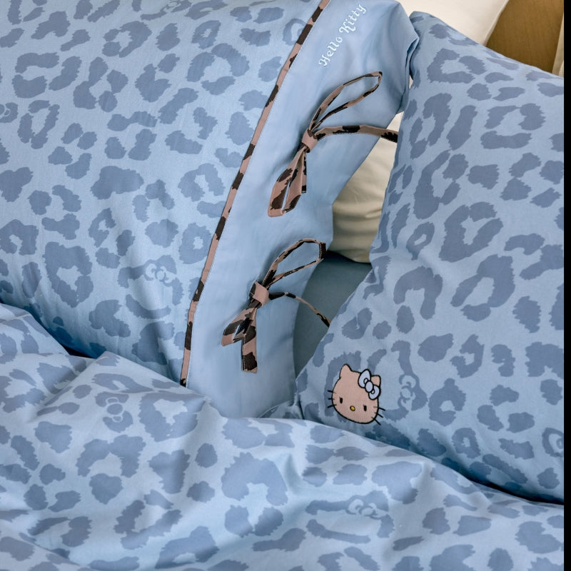 "Hello Kitty" Cotton Sateen Bedding Set – Denim Leopard