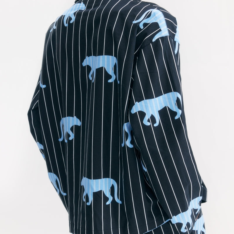 “Z” Tencel Cotton Blend Stripe Loungewear Set Black Panther