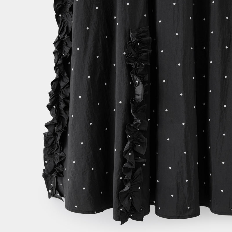 "Panda PomPom" Sun-pretective Outdoor Skirt Black Polka Dot