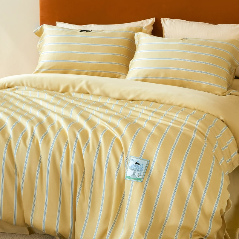 "Urban Jungle" Black panther Tencel Bedding Set – Dandelion Yellow
