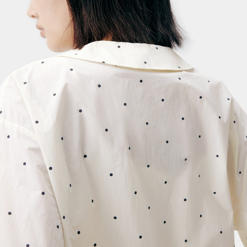 "Panda PomPom" Sun-pretective Peter Pan Collar Outdoor Jacket White Polka Dot