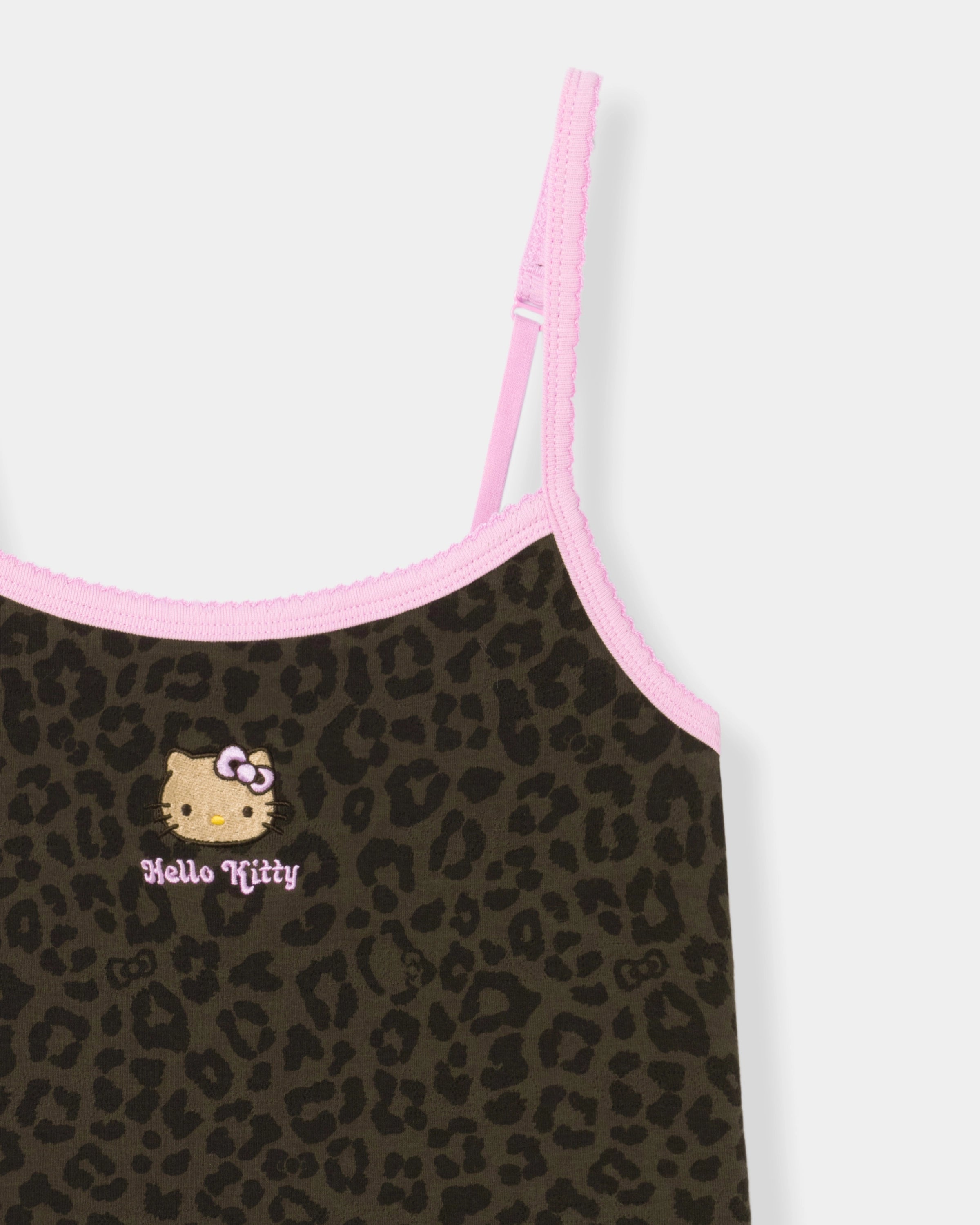 "Hello Kitty" Jersey Rib Jacquard Spaghetti Strap Top & Shorts Pajama Set – Choco