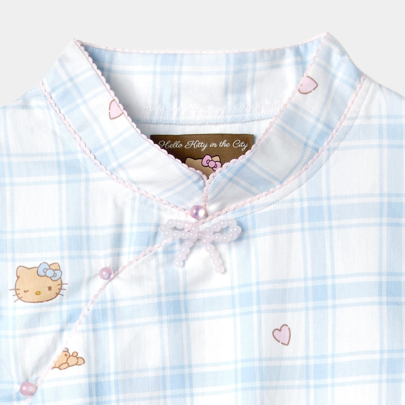 "Hello Kitty" Tencel Cotton Blend Short Sleeve Qipao – Hello Kitty Check