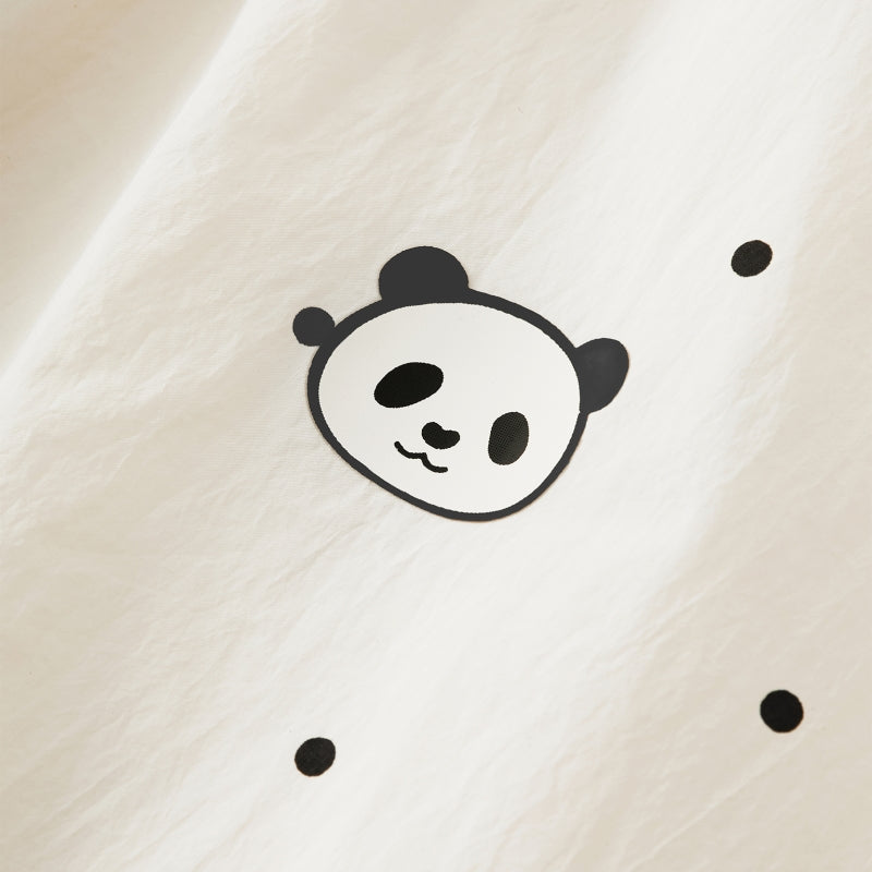 "Panda PomPom" Sun-pretective Outdoor Skirt White Polka Dot