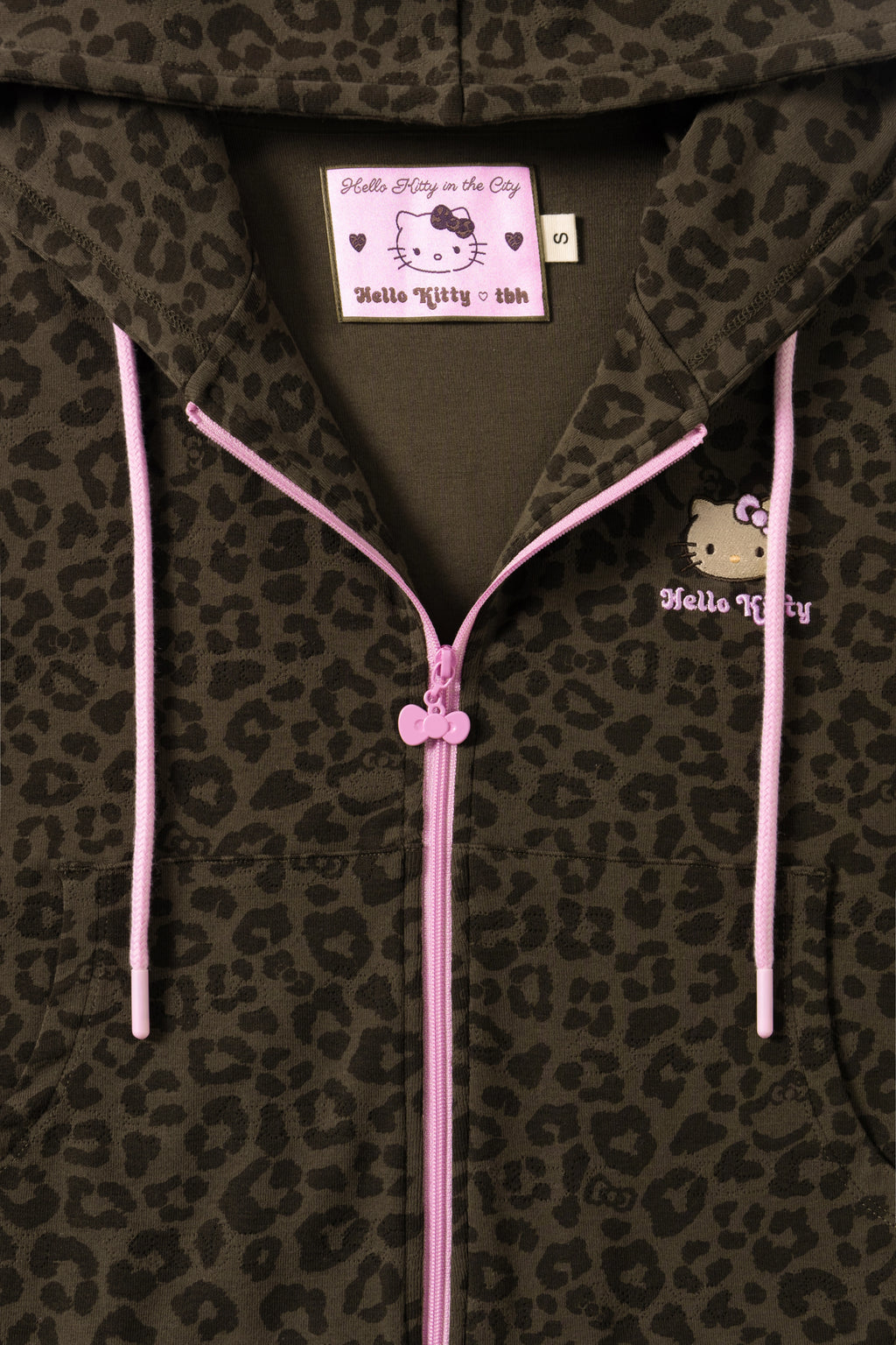 "Hello Kitty" Jersey Rib Jacquard Zip-Up Hoodie – Choco