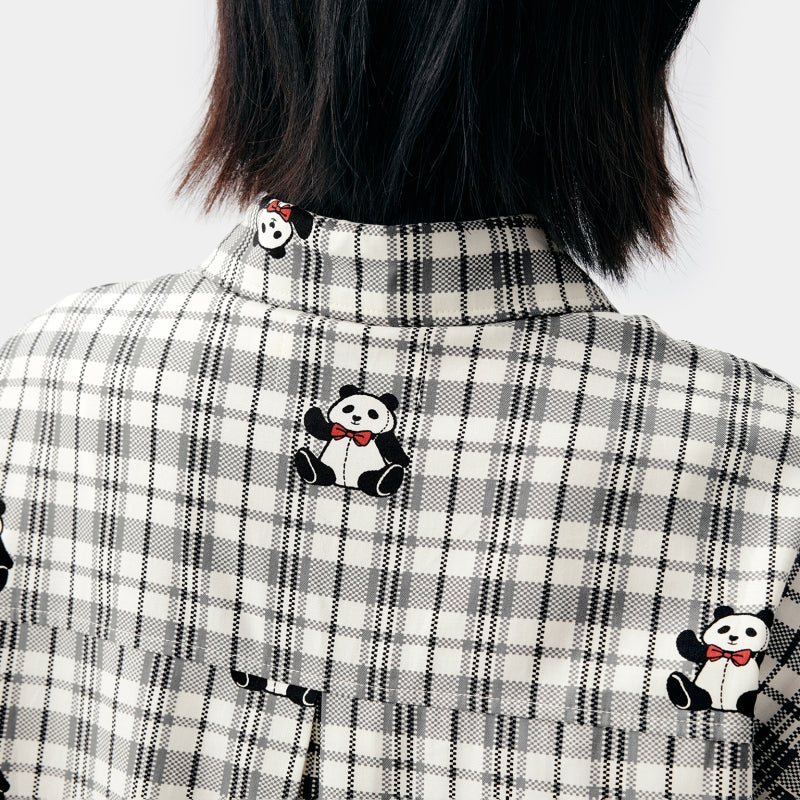 "Urban Jungle" Tencel Cotton Blend Short Sleeve Nightgown – Black Grid