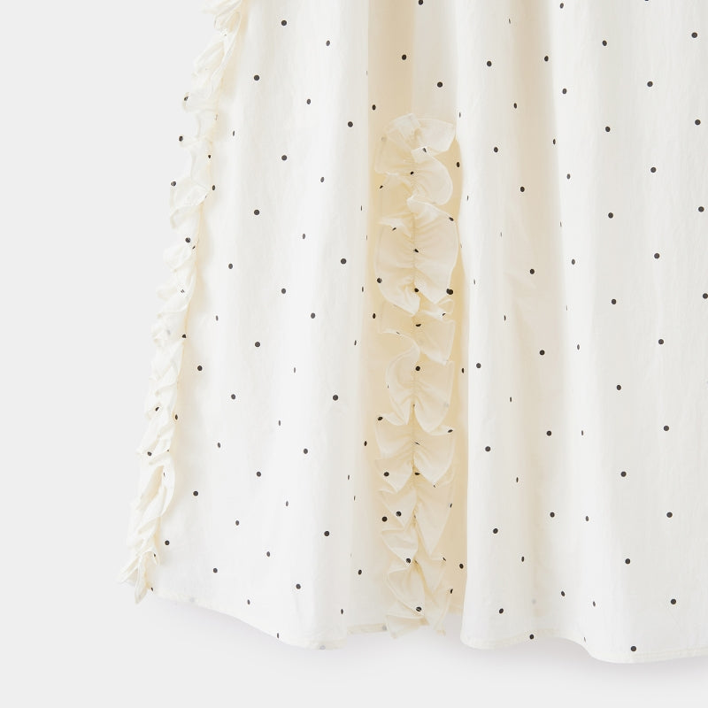 "Panda PomPom" Sun-pretective Outdoor Skirt White Polka Dot