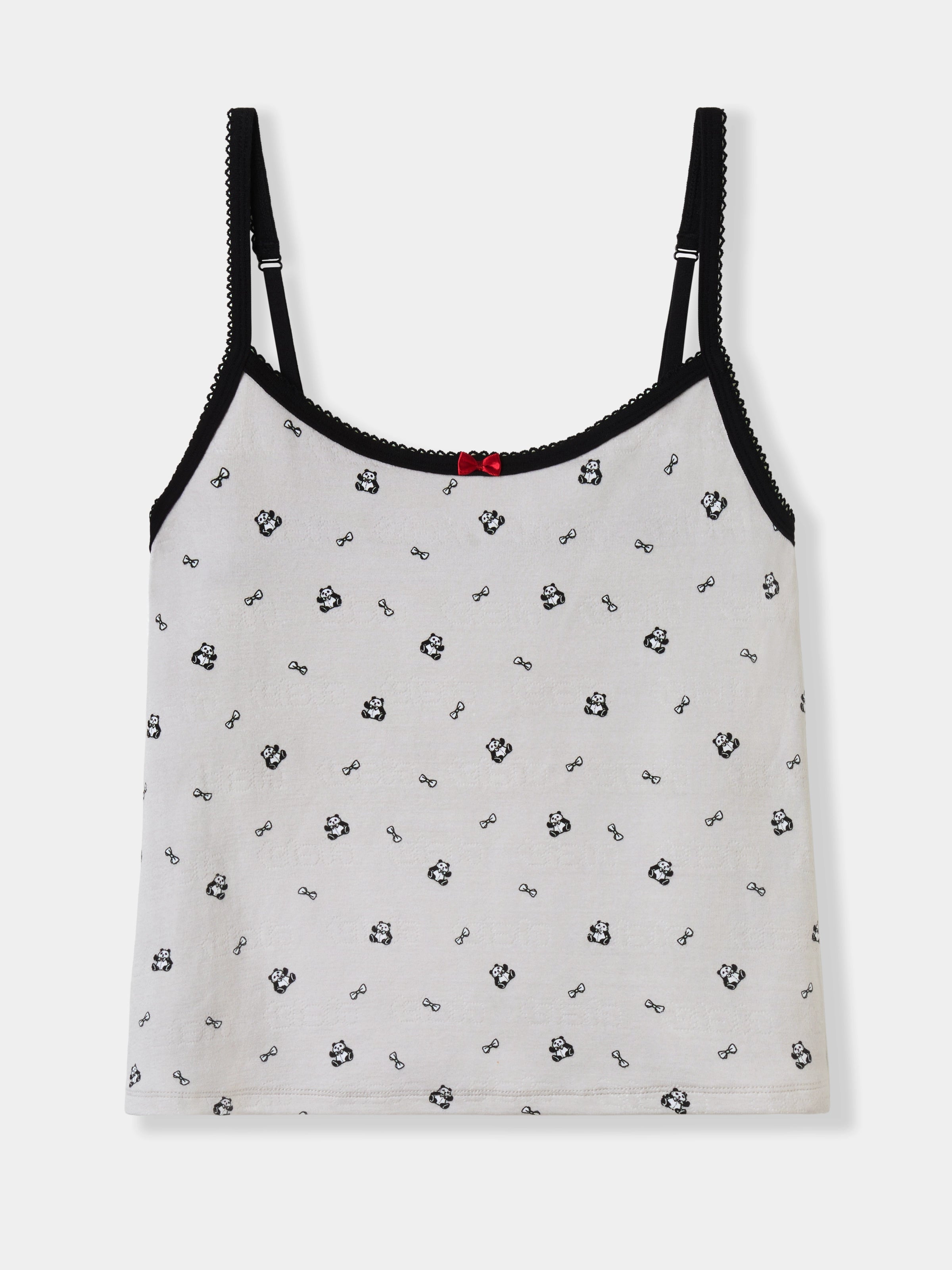 "Panda PomPom" Jersey Rib Jacquard Loungewear Pants Set – Gray