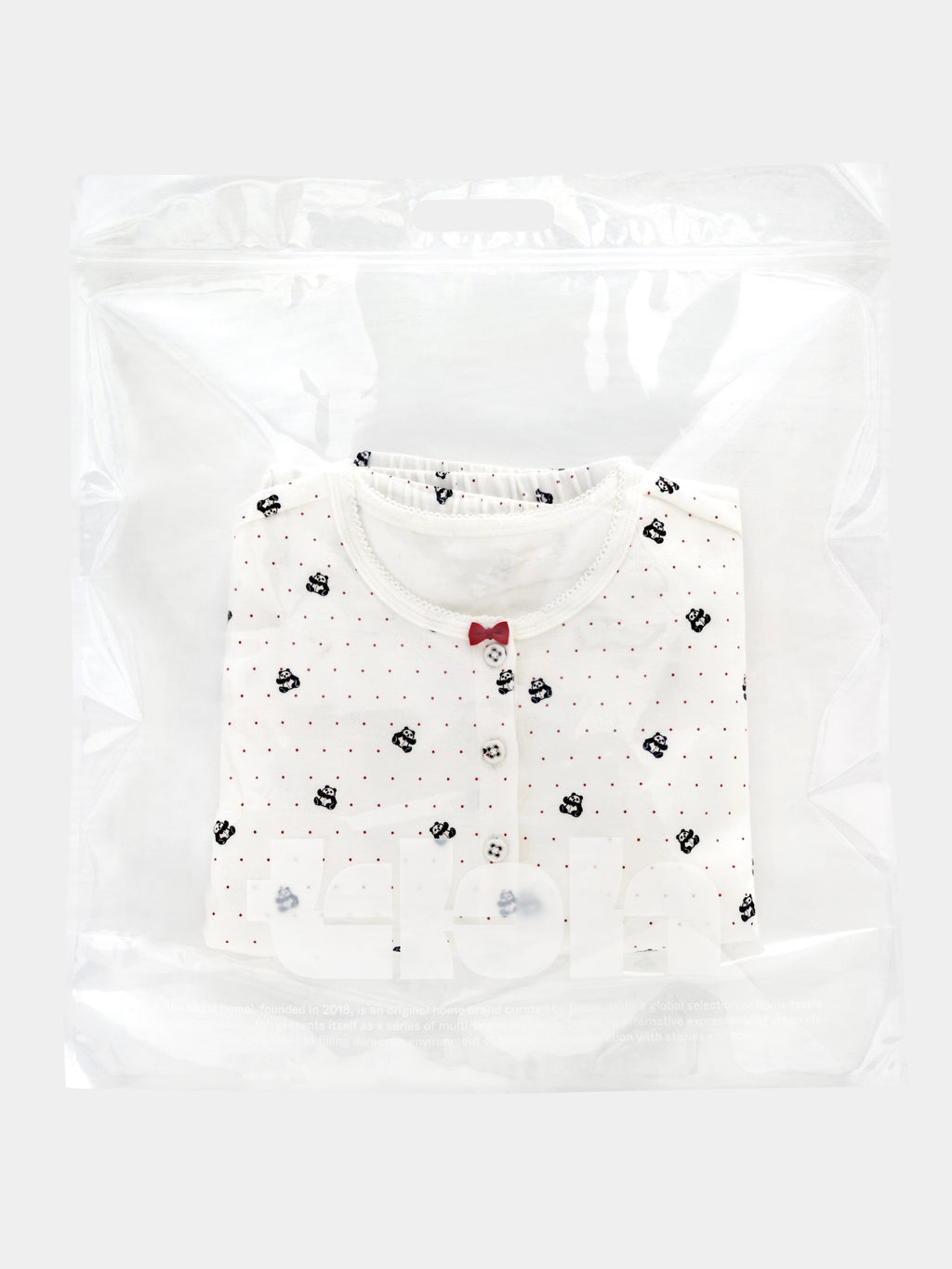 "Panda PomPom" Jersey Rib Jacquard Loungewear Shorts Set – White Polka Dot