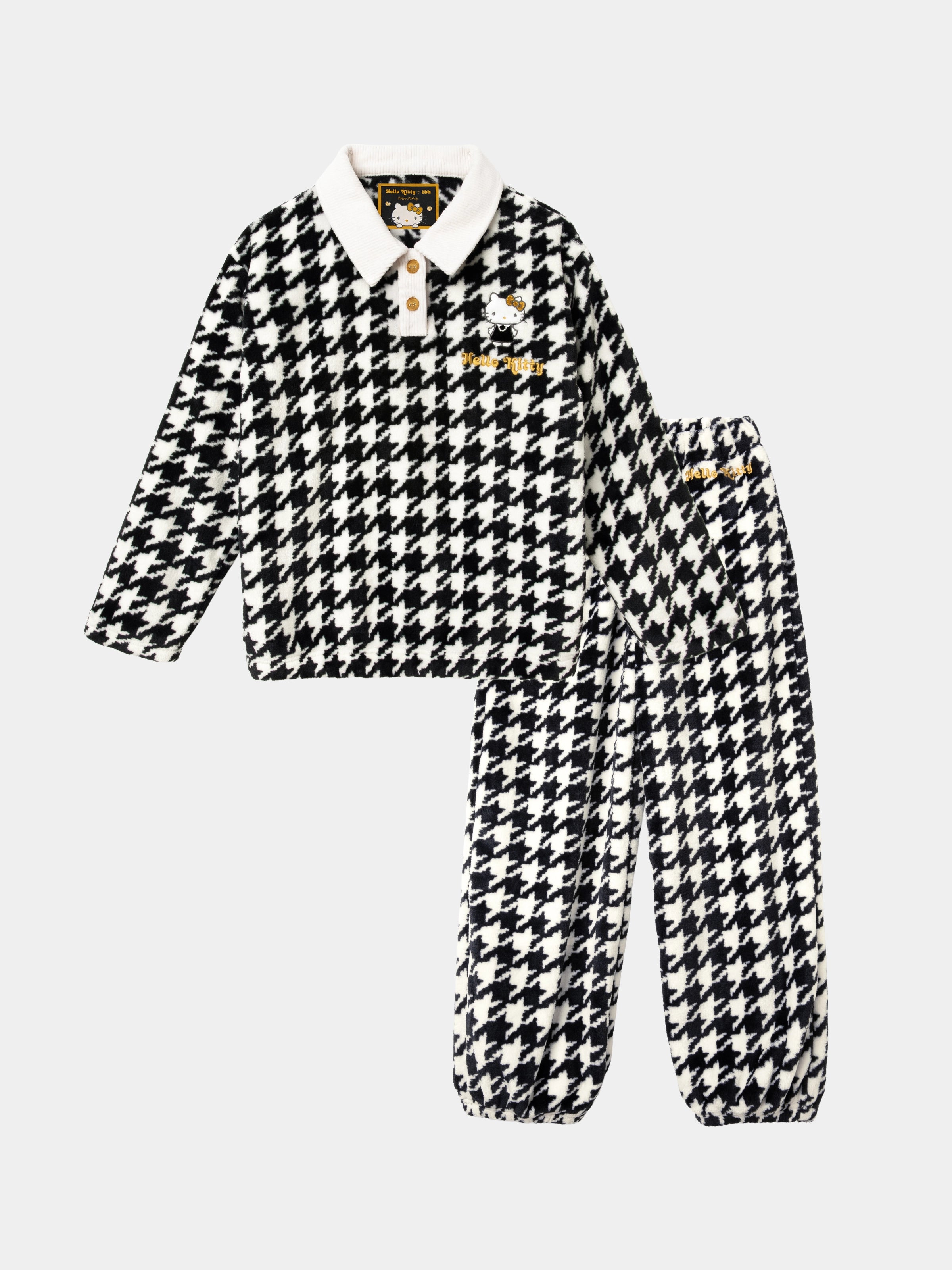 Kids Flannel Loungewear Set Houndstooth