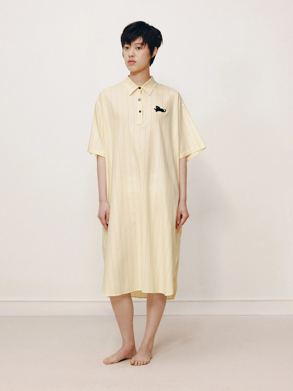 “Urban Jungle” Tencel Cotton Blend Short Sleeve Nightgown Dandelion Yellow
