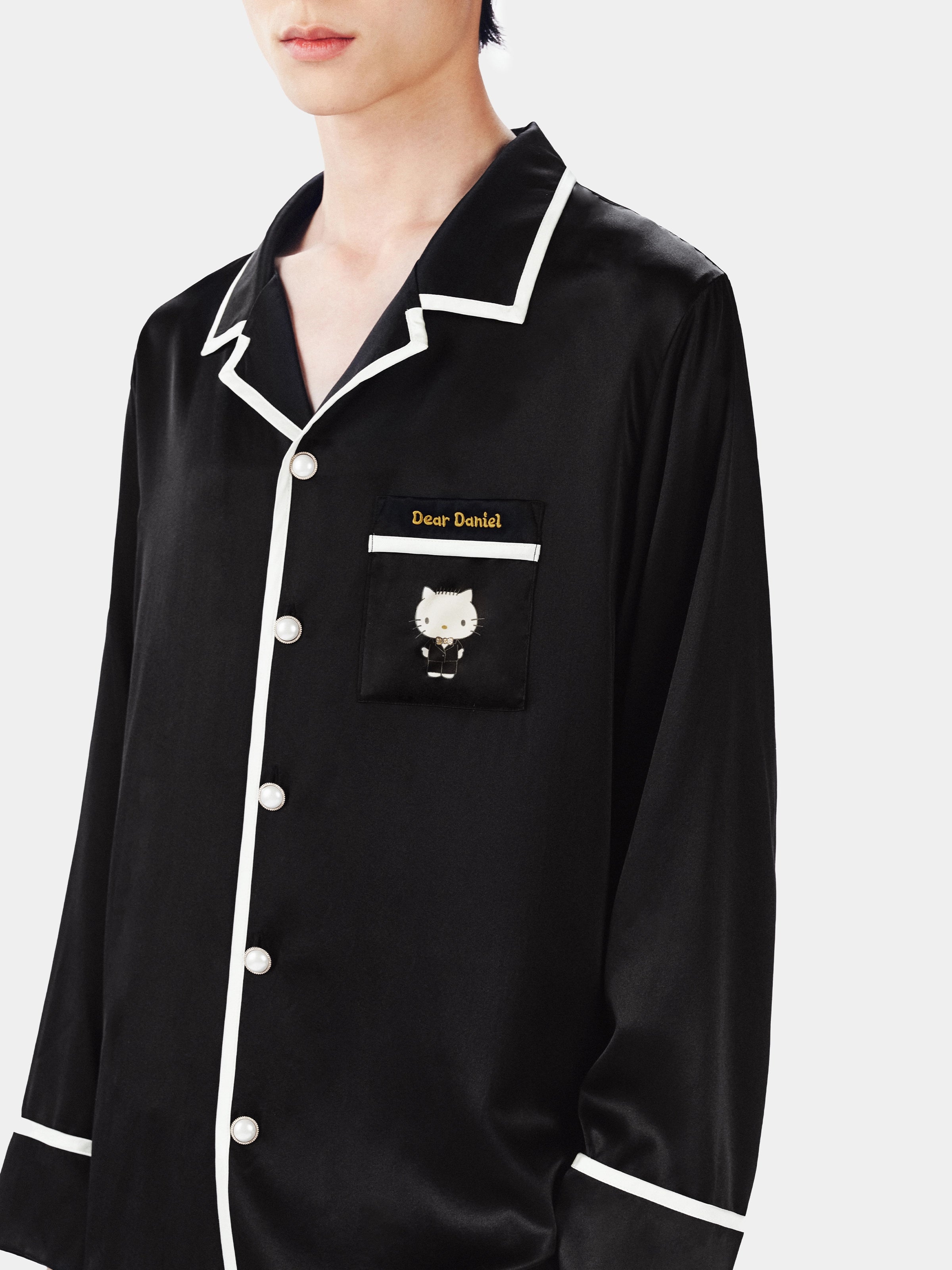 "Dear Daniel" Premium Heavy Mulberry Silk Loungewear Set – Classic Black